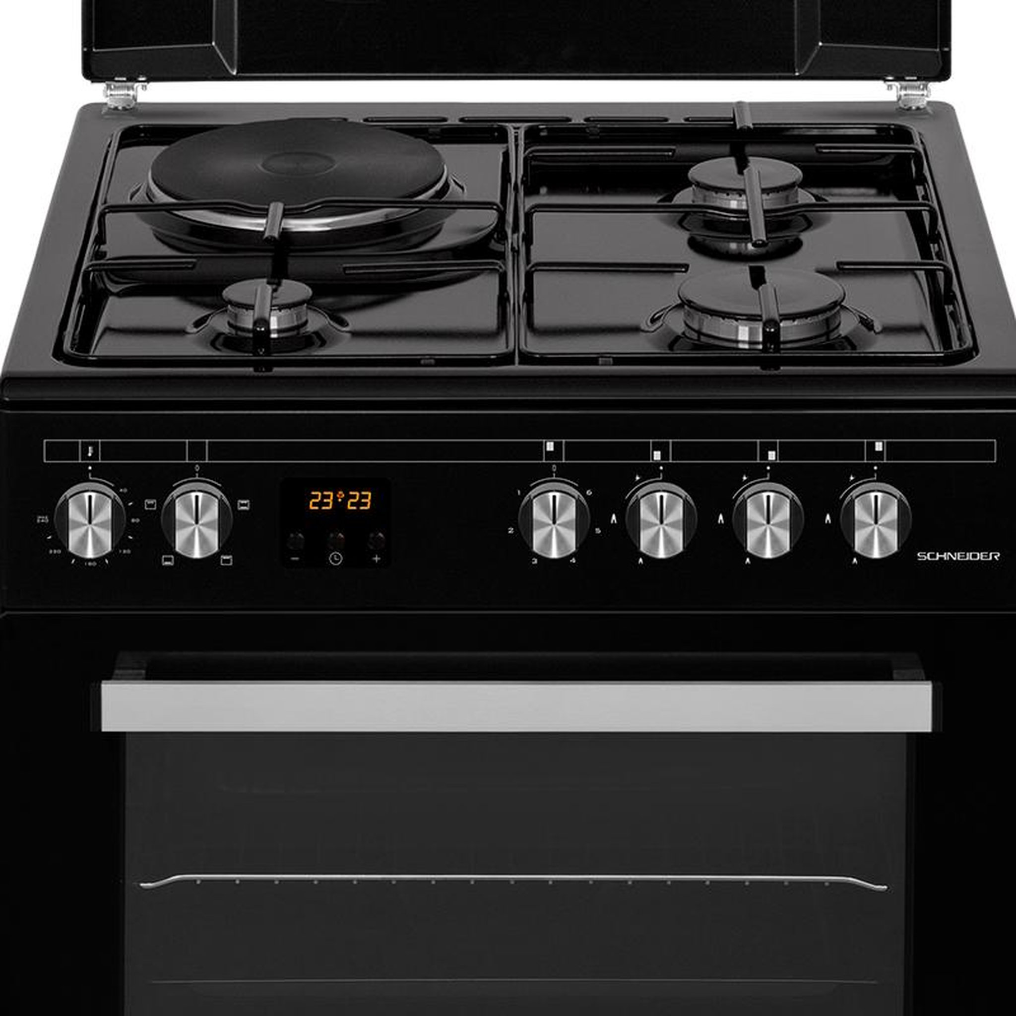 Voir la diapositive 6 : SCHNEIDER Cuisinière gaz Black mat - SCCG631-BM