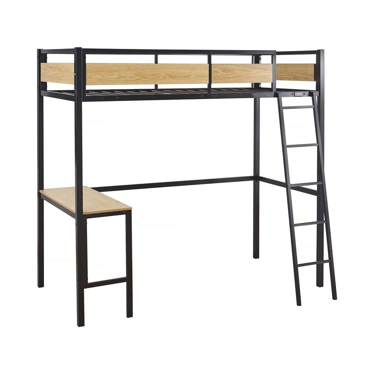 Habitat et Jardin Lit mezzanine avec bureau  Ethan  - 90 x 190 cm - Noir