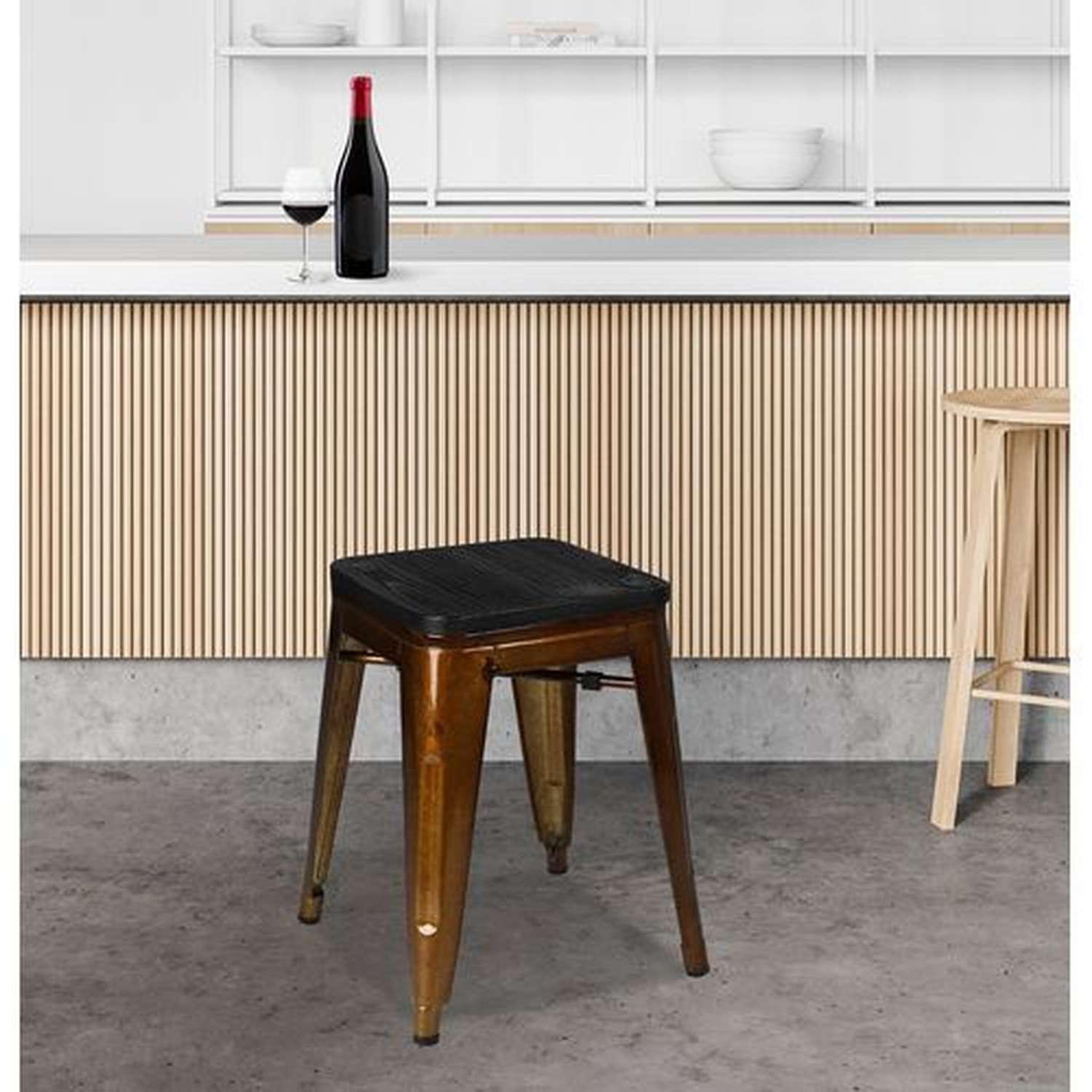 Voir la diapositive 4 : TOILINUX Lot de 4 tabourets vintage liv h46 cm - métal doré
