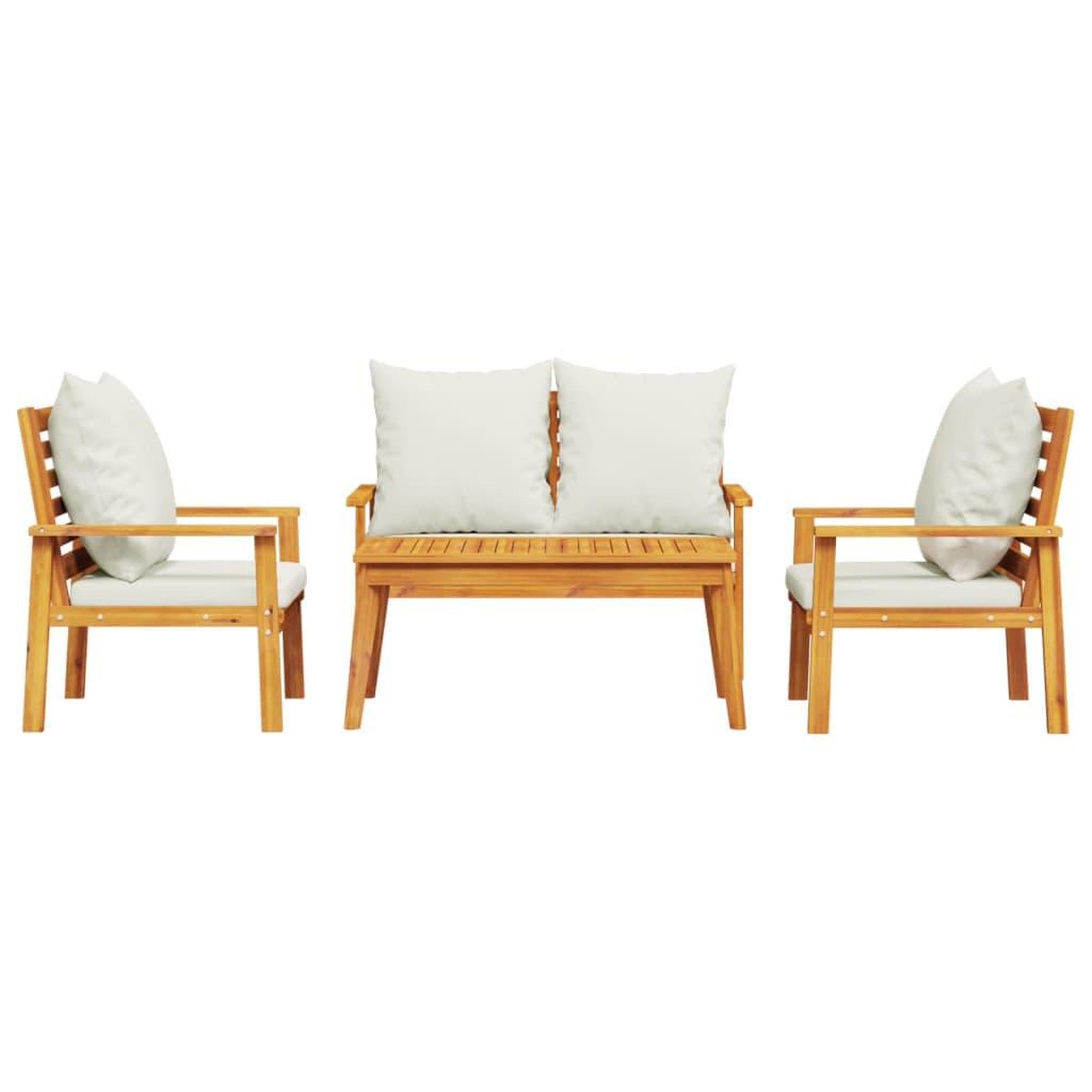 Voir la diapositive 3 : VIDAXL Salon de jardin 4 pcs avec coussins Bois d'acacia solide