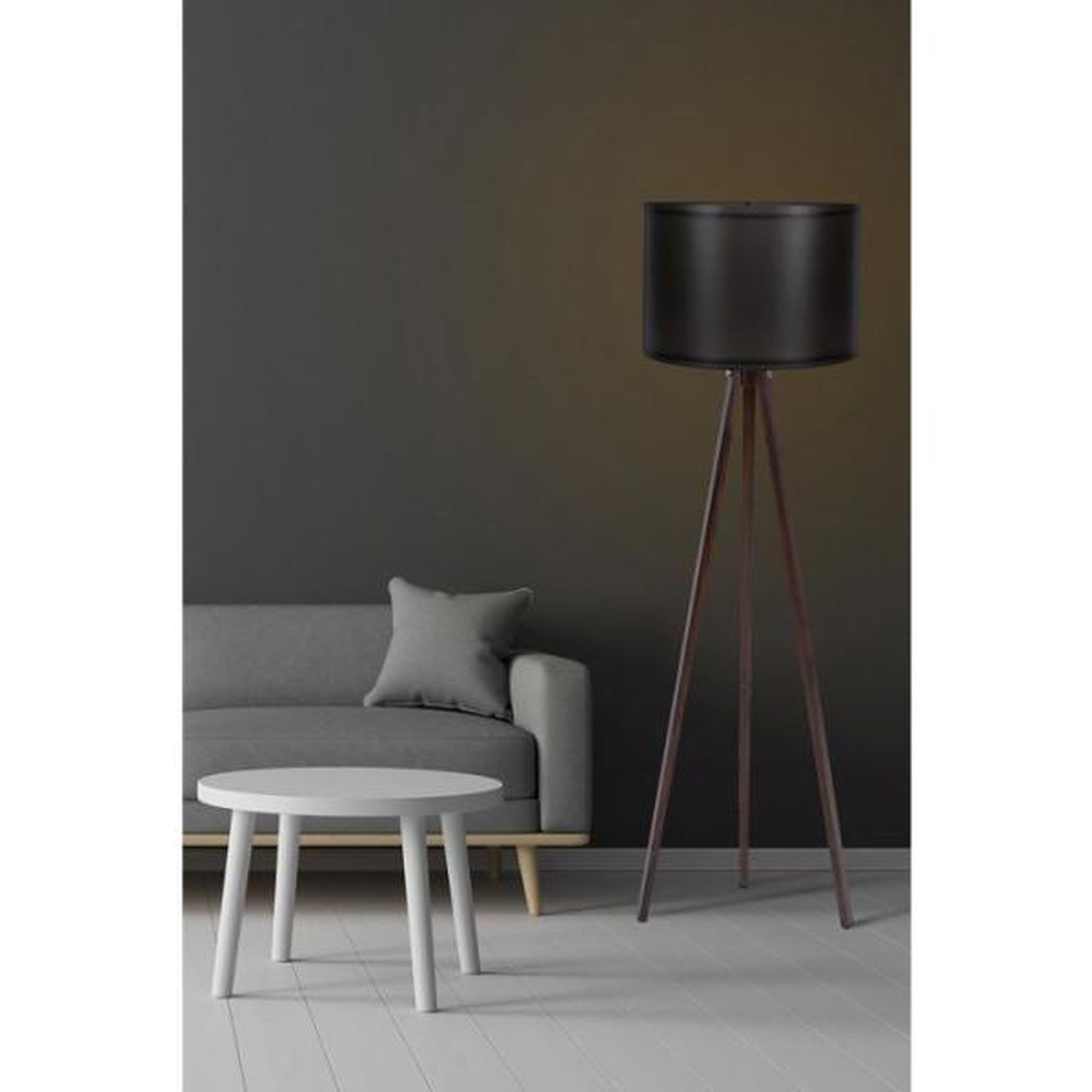Voir la diapositive 3 : MRED Lampadaire D BY M.RED Black Walnut - MDF - Abat-jour polypropylene - Style nordique