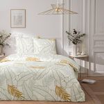 FUTURE HOME Parure de lit 2 personnes imprimé végétal. Coloris disponibles : Beige