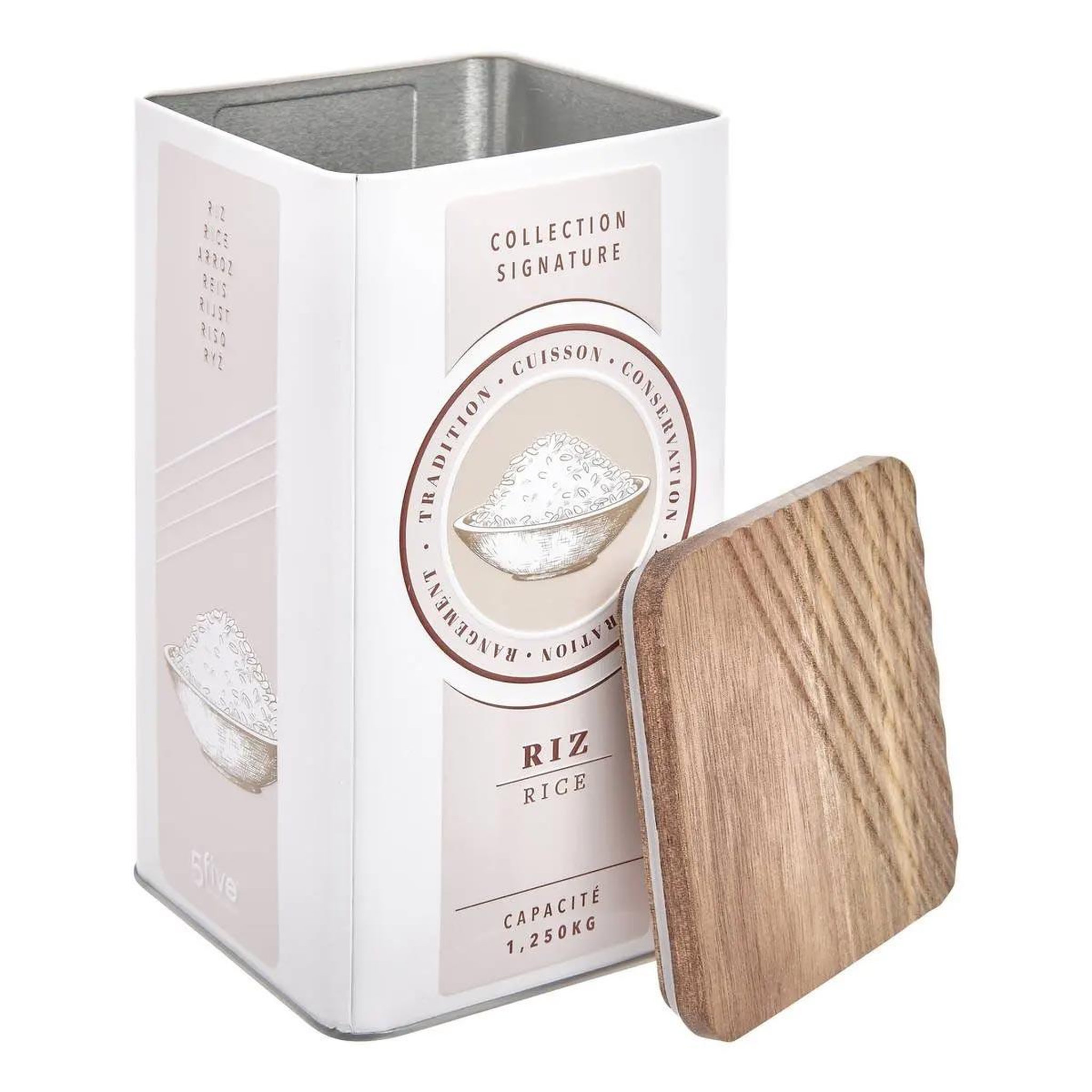 Voir la diapositive 2 : FIVE Boîte à riz en métal  signature  1,6l crème