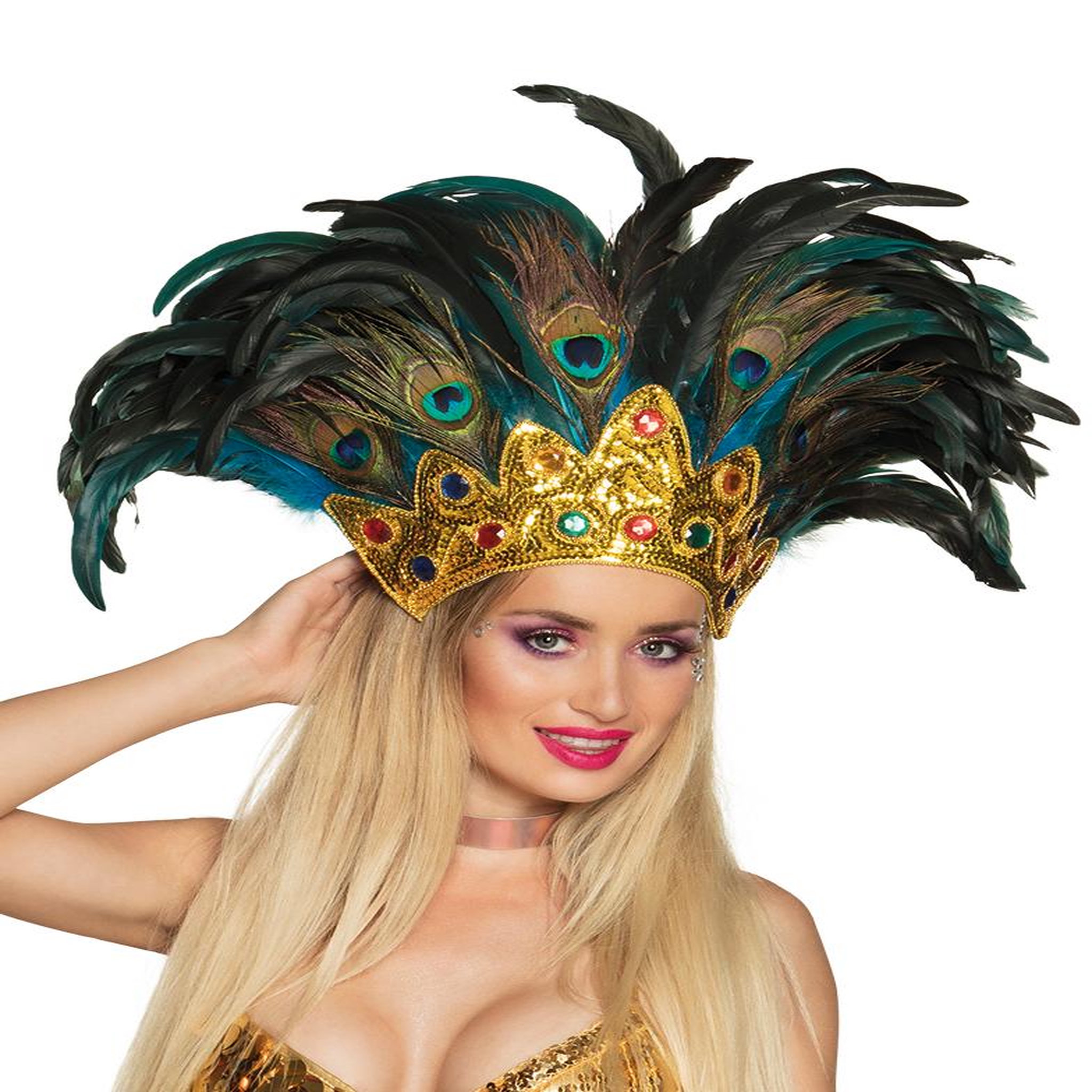 Boland Coiffe Plumes de Paon - Paillettes