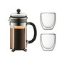 Voir la diapositive 1 : Bodum Cafetière Bodum Chambord avec verres Pavina double paroi gris