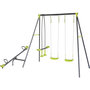 Voir la diapositive 1 : Habitat et Jardin Portique de jeu en métal avec balançoire à bascule  Basile  - 4 agrès - Vert