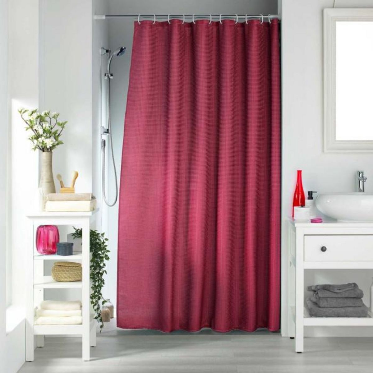 Paris Prix Rideau de Douche  Quartz  180x200cm Framboise