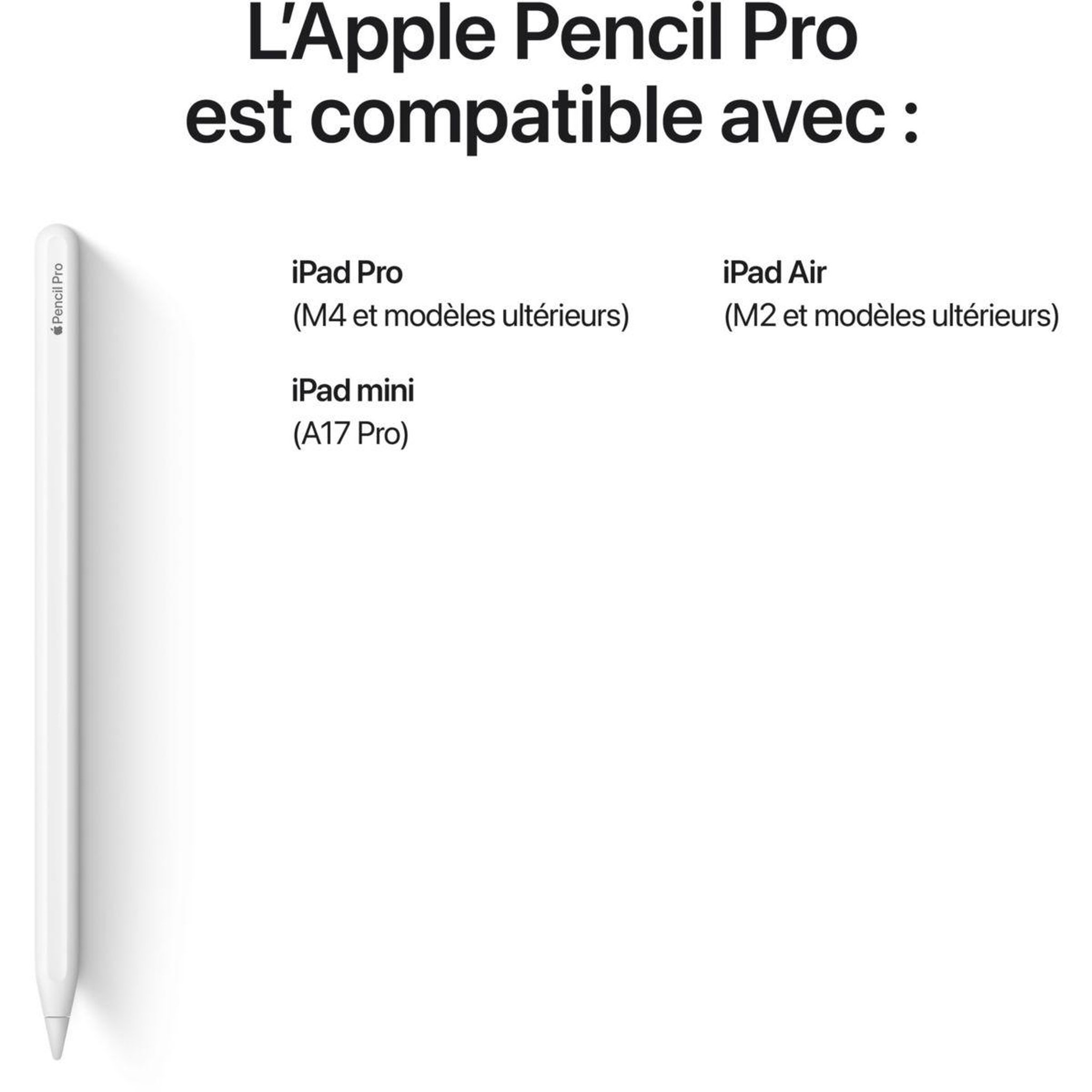 Voir la diapositive 3 : APPLE Apple Pencil Pro pour iPad Pro 11 iPad Pro 13 iPad Air 11 et iPad Air 13 Blanc