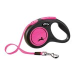 Flexi Laisse sangle TRIXIE flexi New NEON - Taille S - 5m - Rose fluo