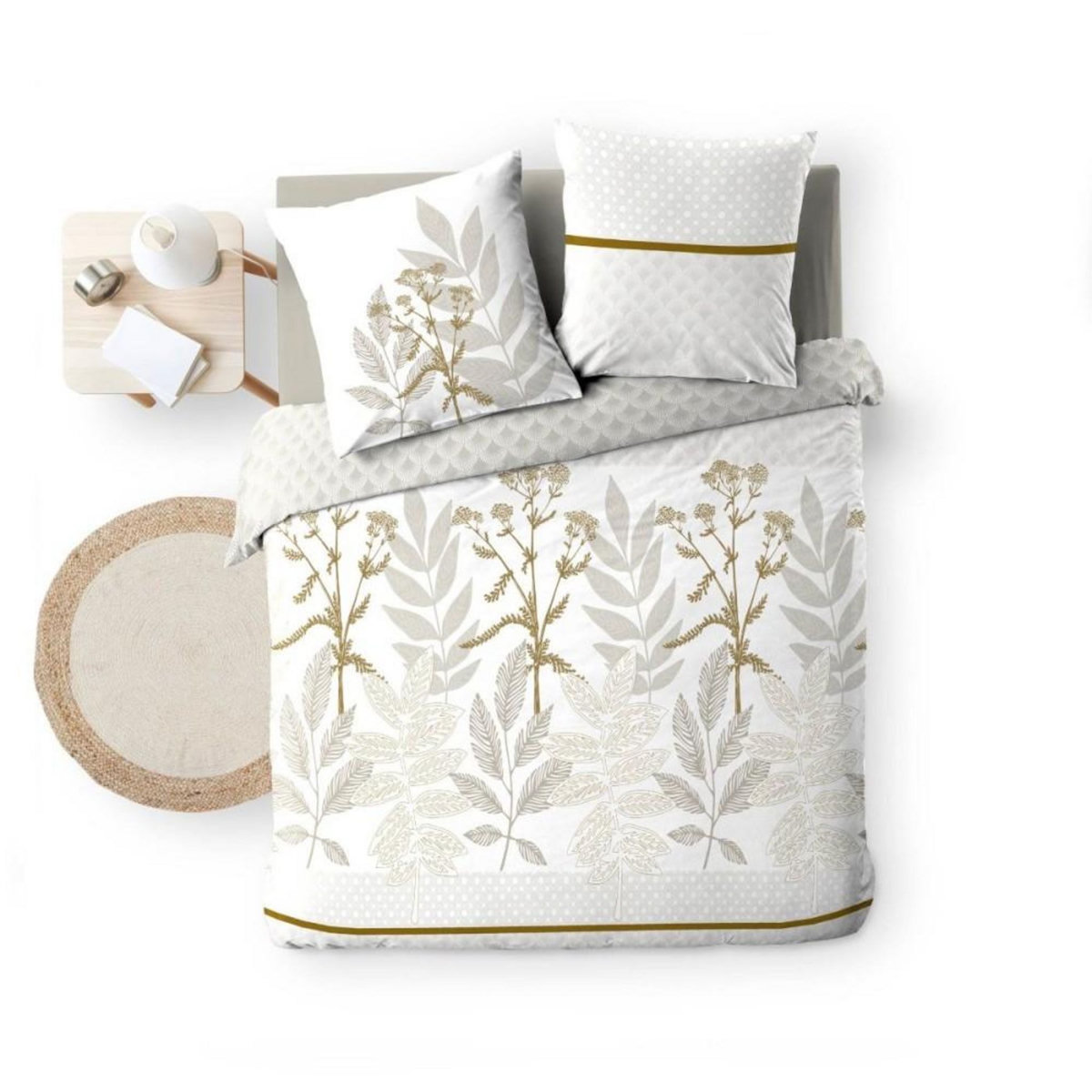 Douceur d'Intérieur Housse de couette 240x220 + 2 taies RAONI 100% coton 57fils