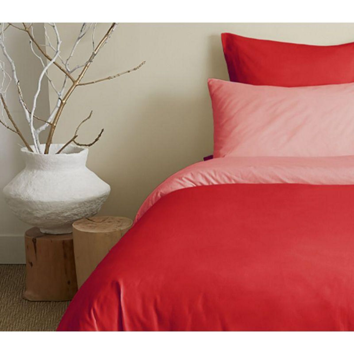 COTON PUR Pack complet 6 pièces Capucine/Clémentine réversible housse de couette pour lit 160 x 200 cm