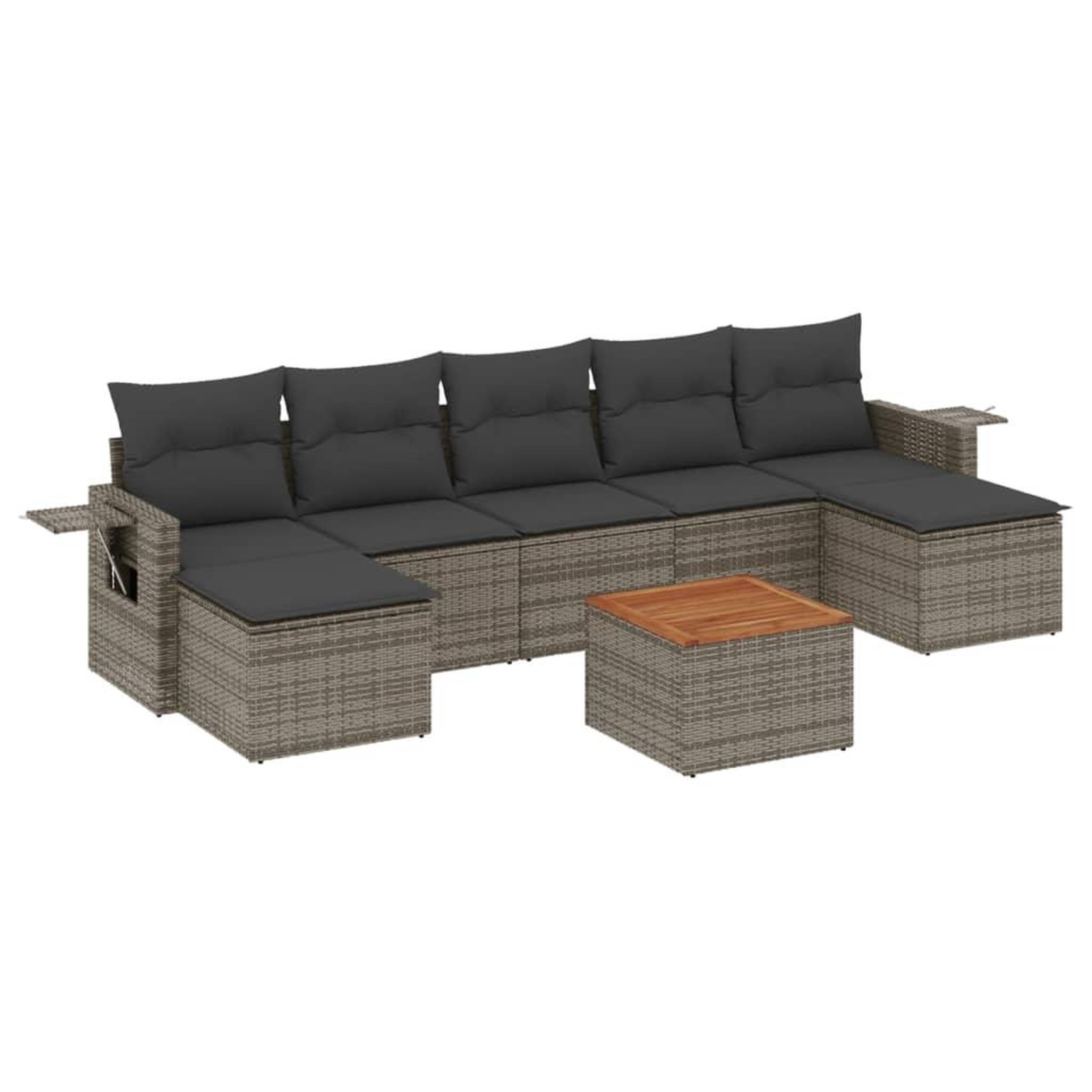 Voir la diapositive 2 : VIDAXL Salon de jardin 8 pcs avec coussins gris resine tressee