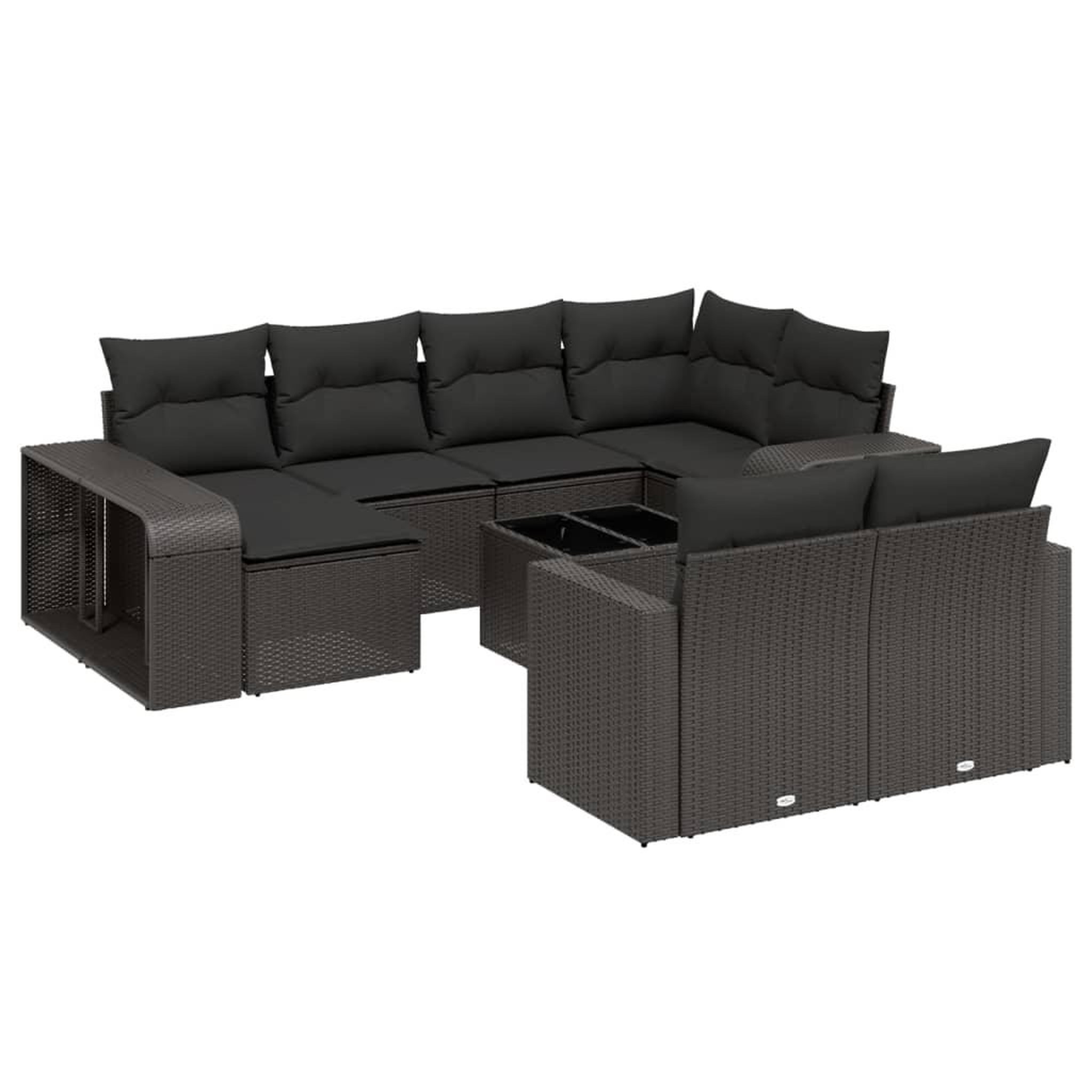 Voir la diapositive 2 : VIDAXL Salon de jardin 11 pcs avec coussins noir resine tressee