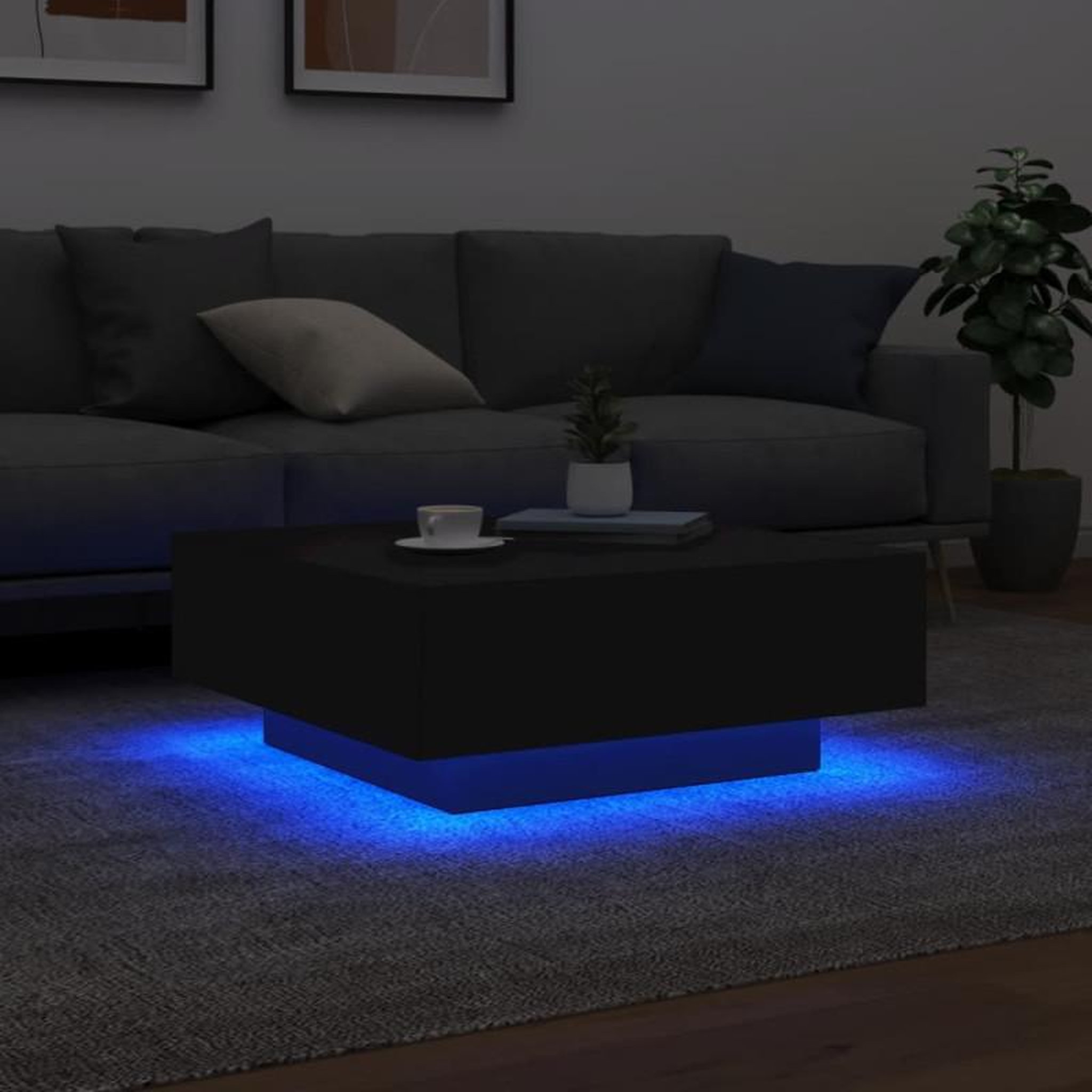 Voir la diapositive 4 : VIDAXL Table basse avec lumières LED noir 80x80x31 cm