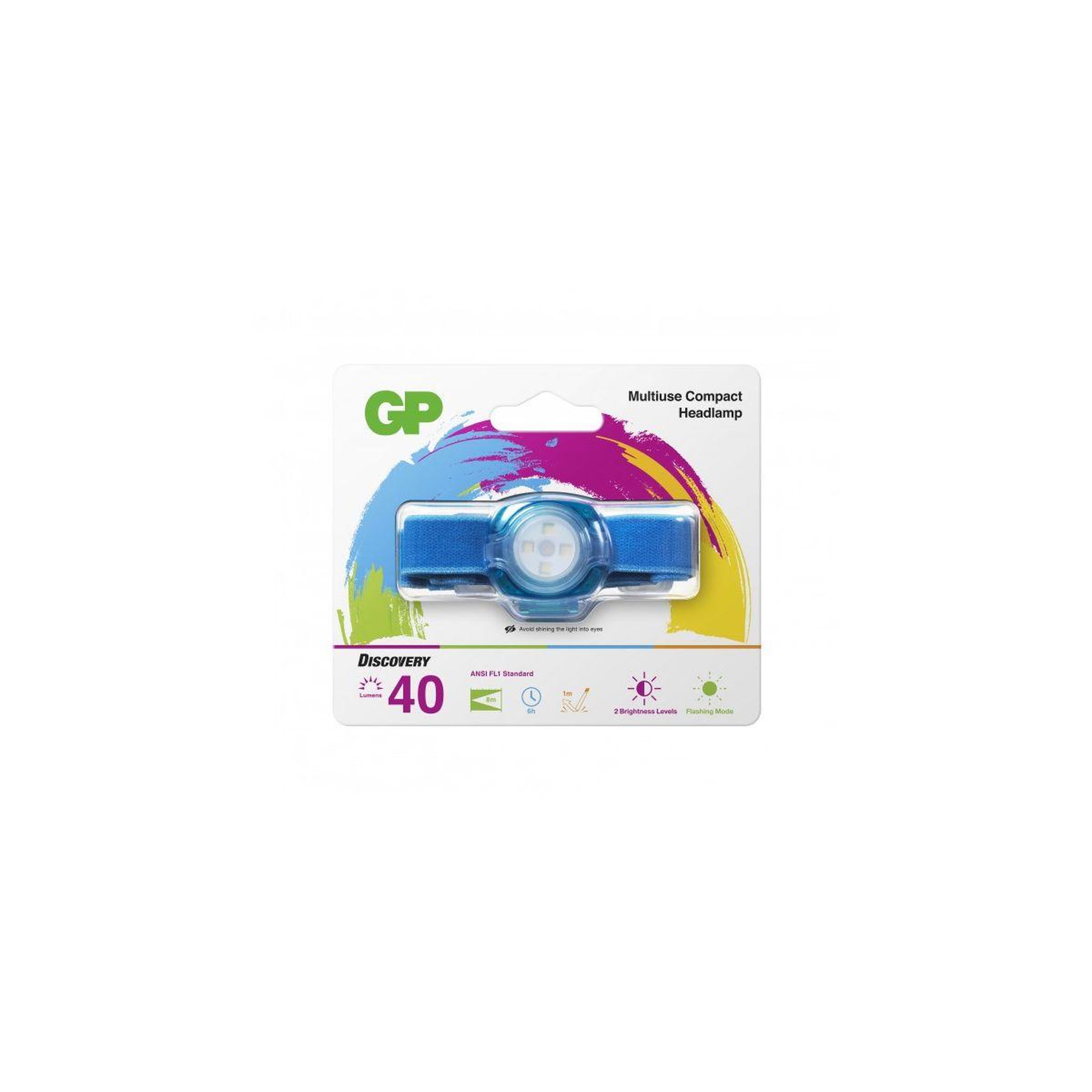 Voir la diapositive 3 : GP BATTERIES Lampe frontale frontale 40 lumens bleu - ch31