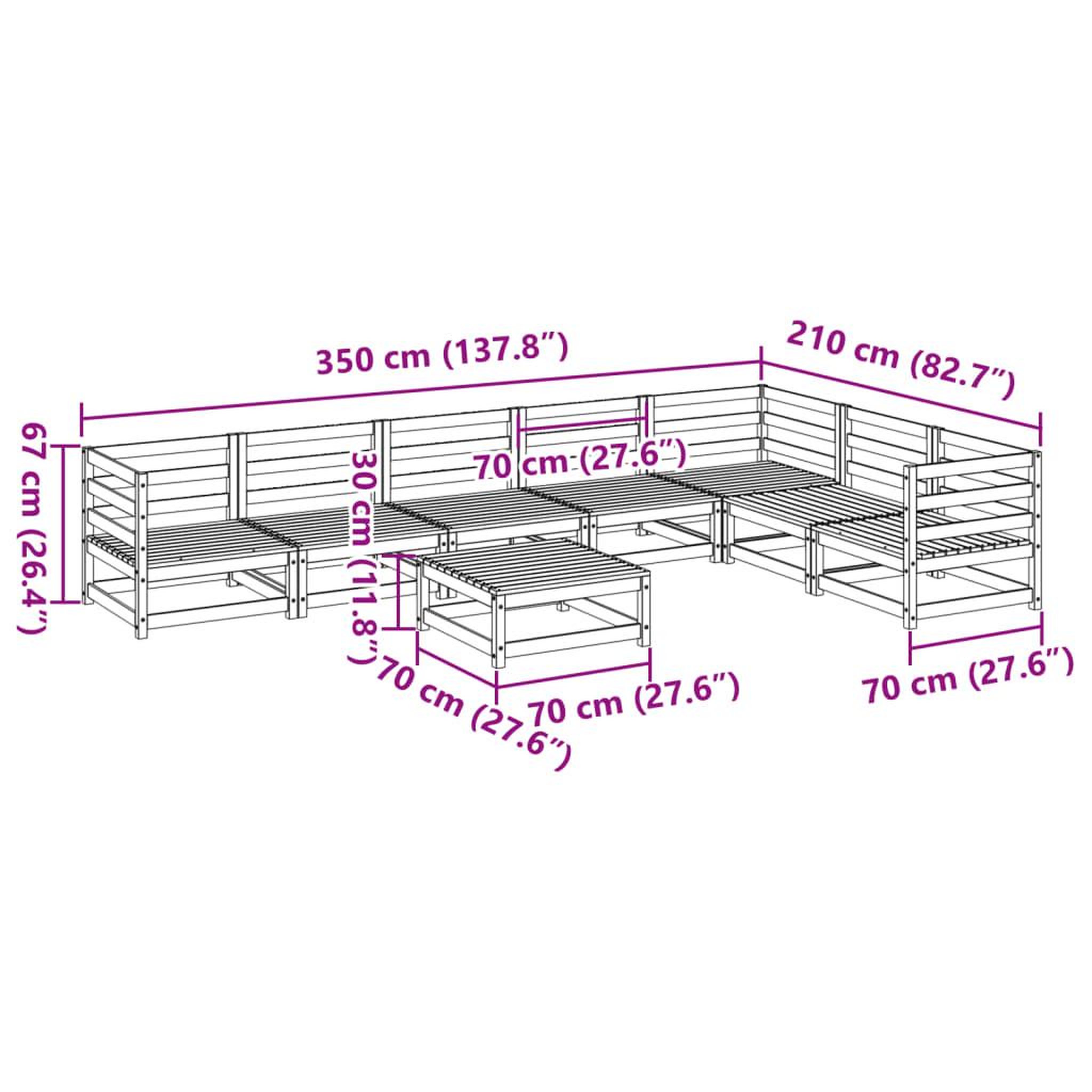 Voir la diapositive 6 : VIDAXL Salon de jardin 8 pcs bois massif sapin de douglas