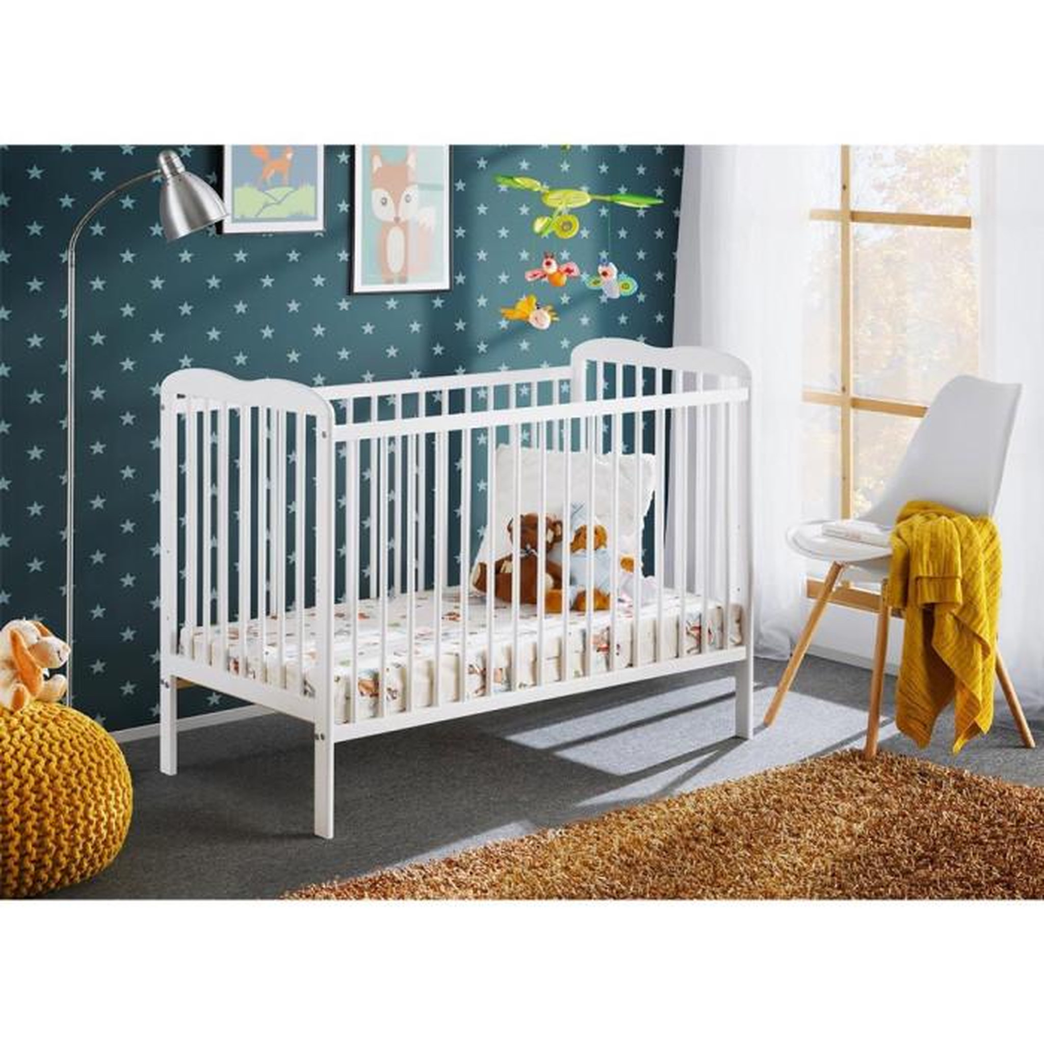 Voir la diapositive 2 : Paris Prix Lit Bébé  Ala  60x120cm Blanc Mat
