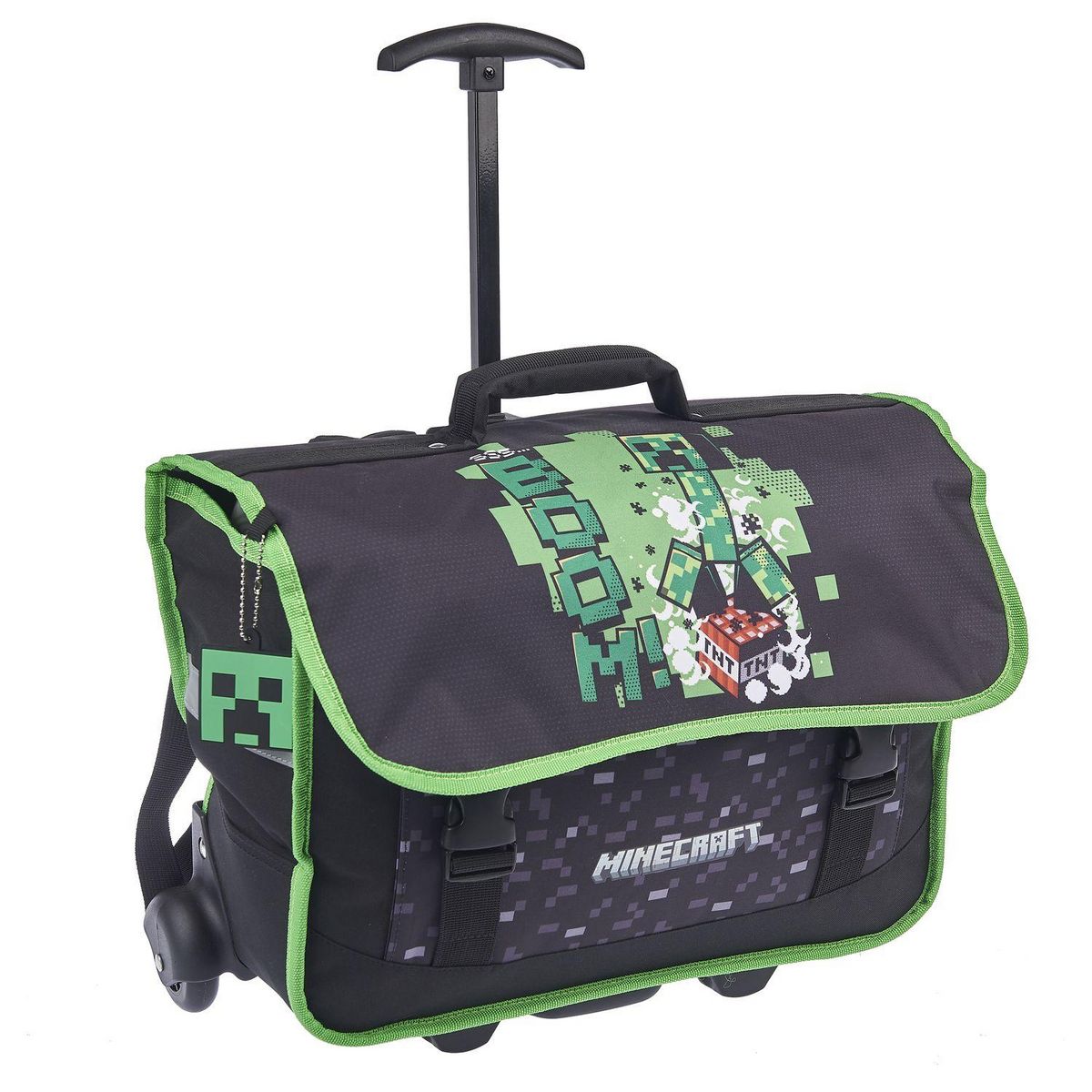 MINECRAFT Cartable à roulettes noir