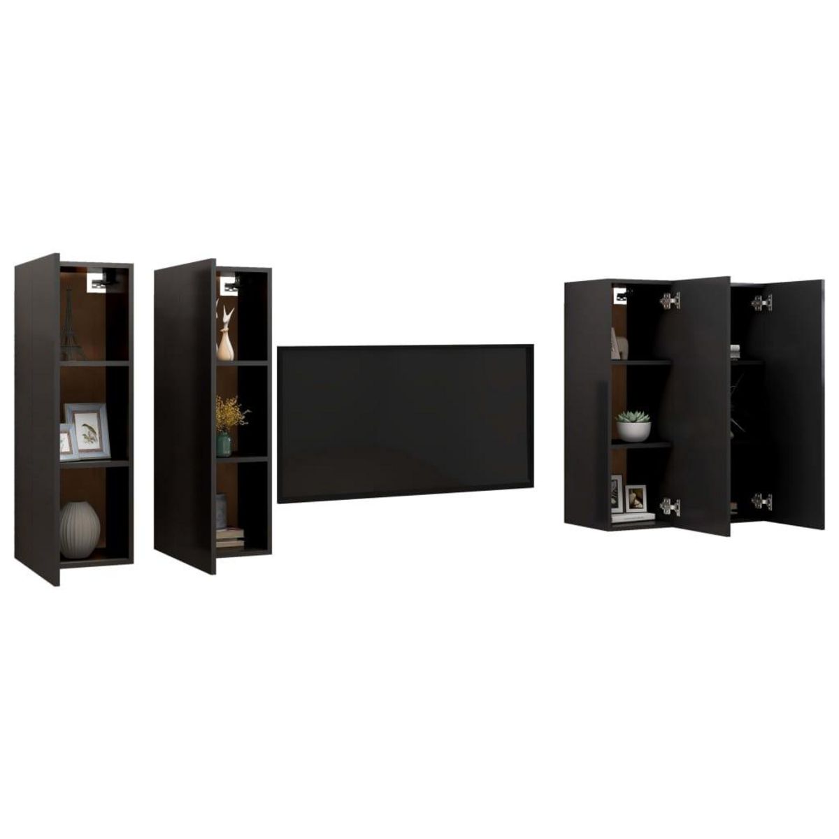VIDAXL Meubles TV 4 pcs Noir 30,5x30x90 cm Bois d'ingenierie