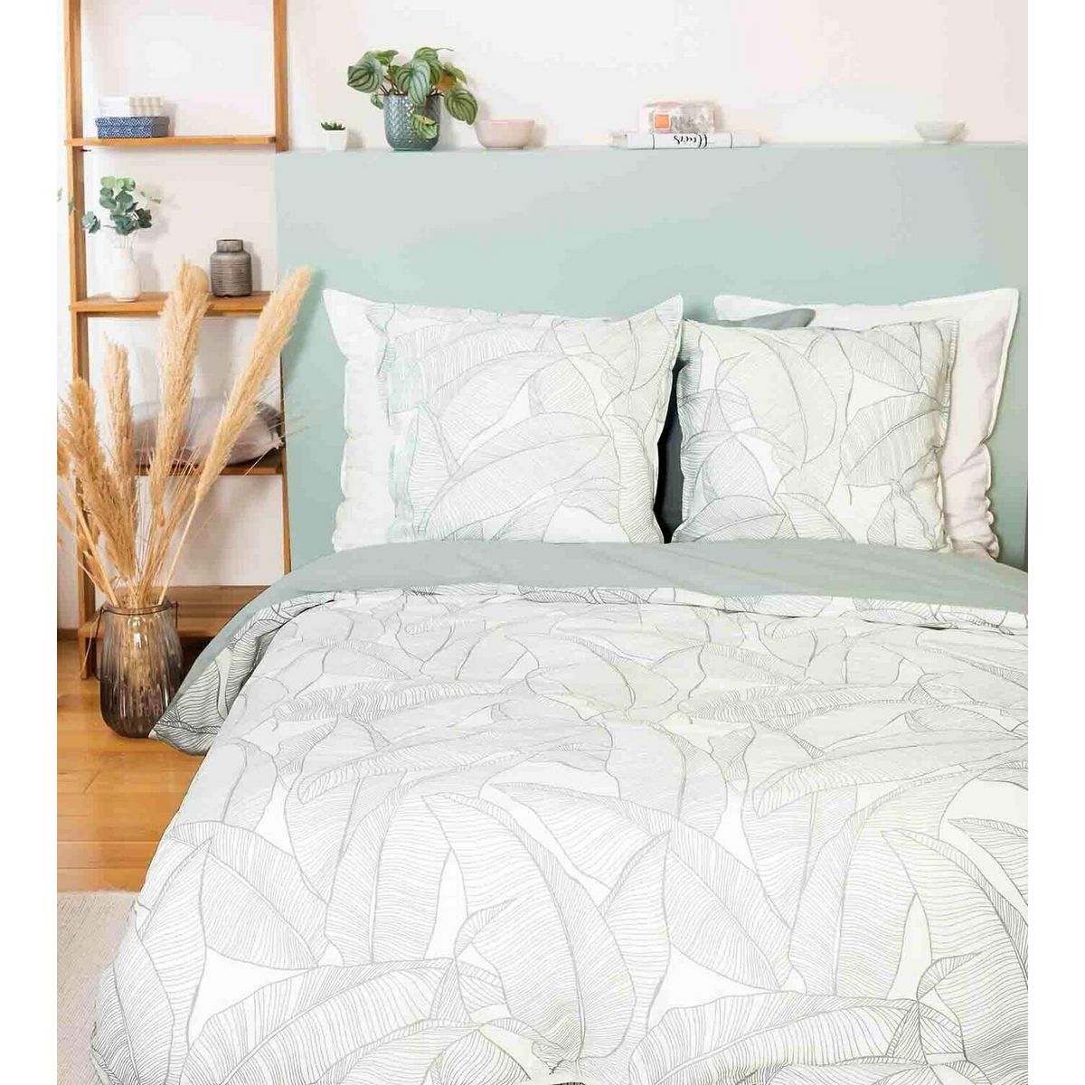 Home collection Parure housse de couette 100% coton lave 57fils pampelune