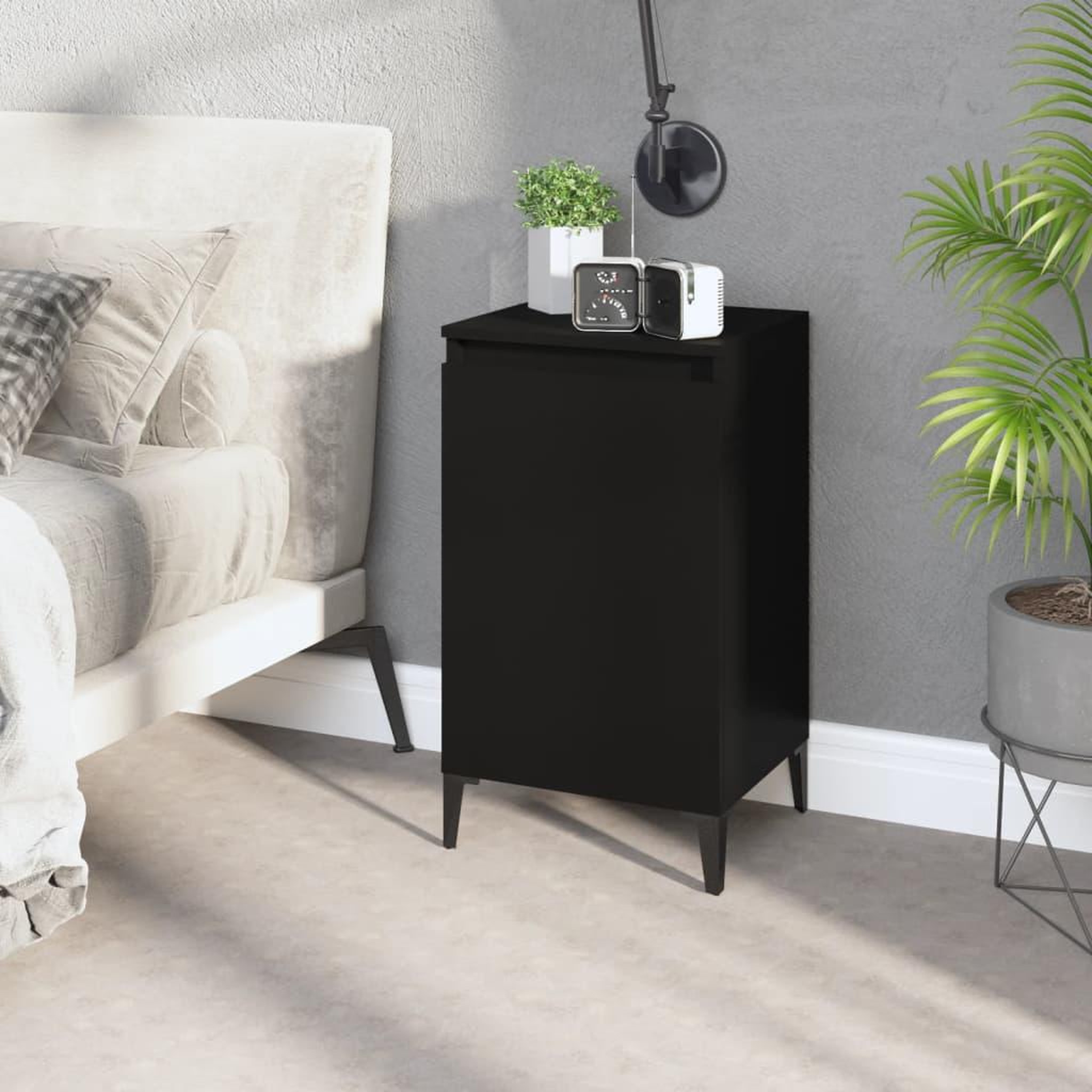 Voir la diapositive 1 : VIDAXL Table de chevet noir 40x35x70 cm bois d'ingenierie