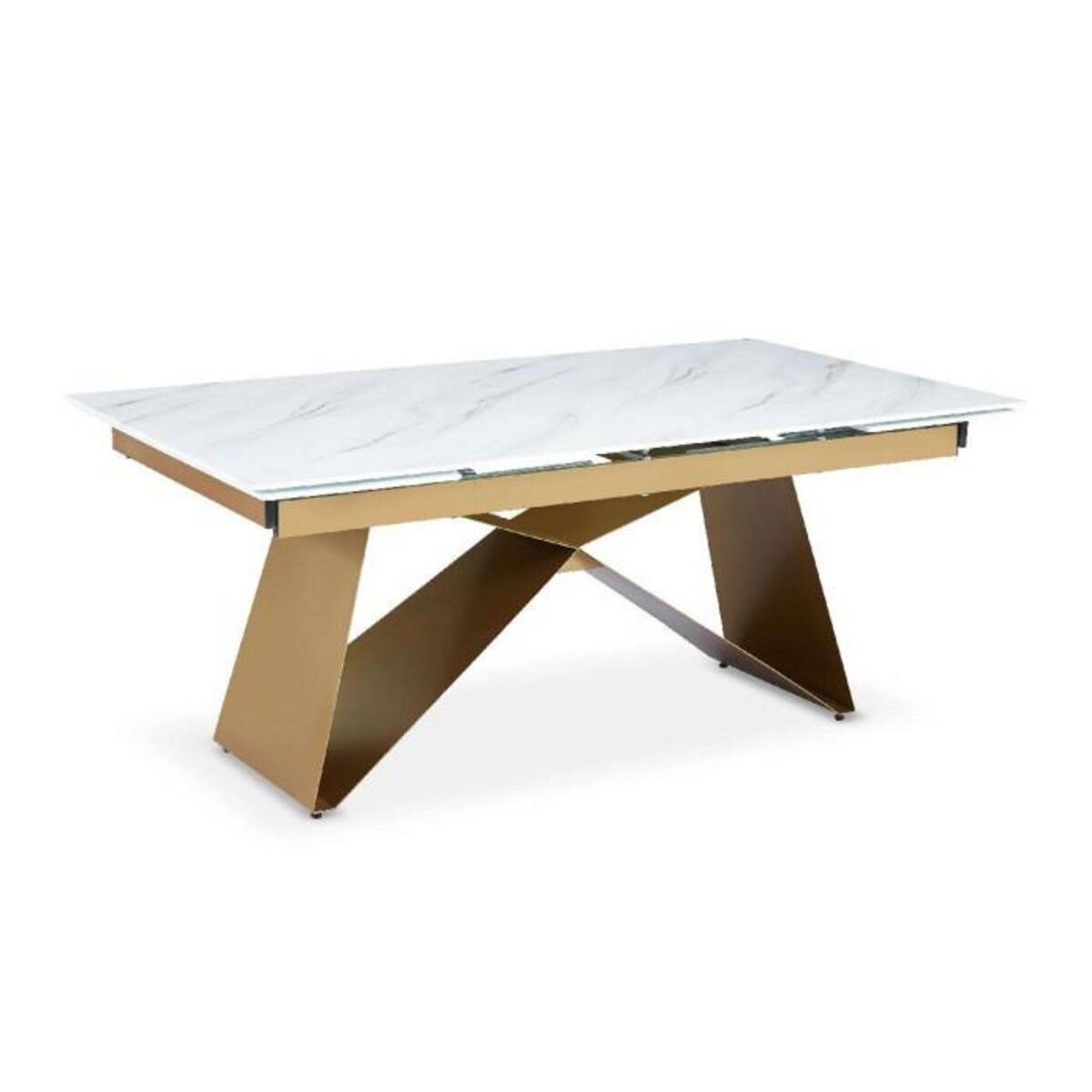Paris Prix Table de Repas Extensible  Nayla  180-260cm Blanc & Or