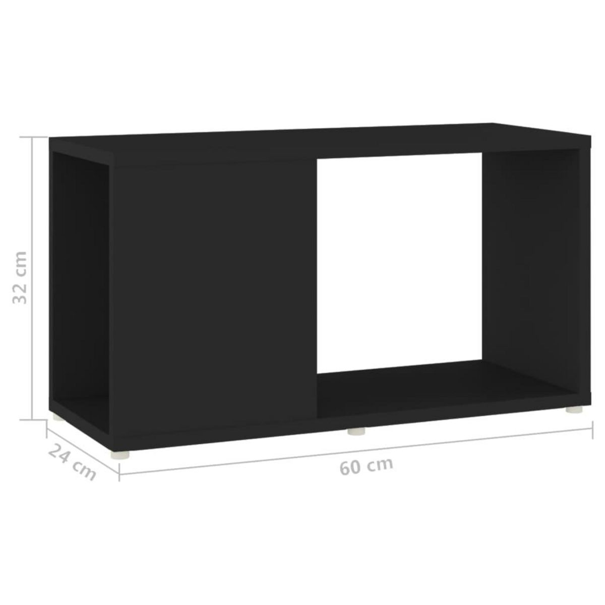 VIDAXL Meuble TV Noir 60x24x32 cm Bois d'ingenierie