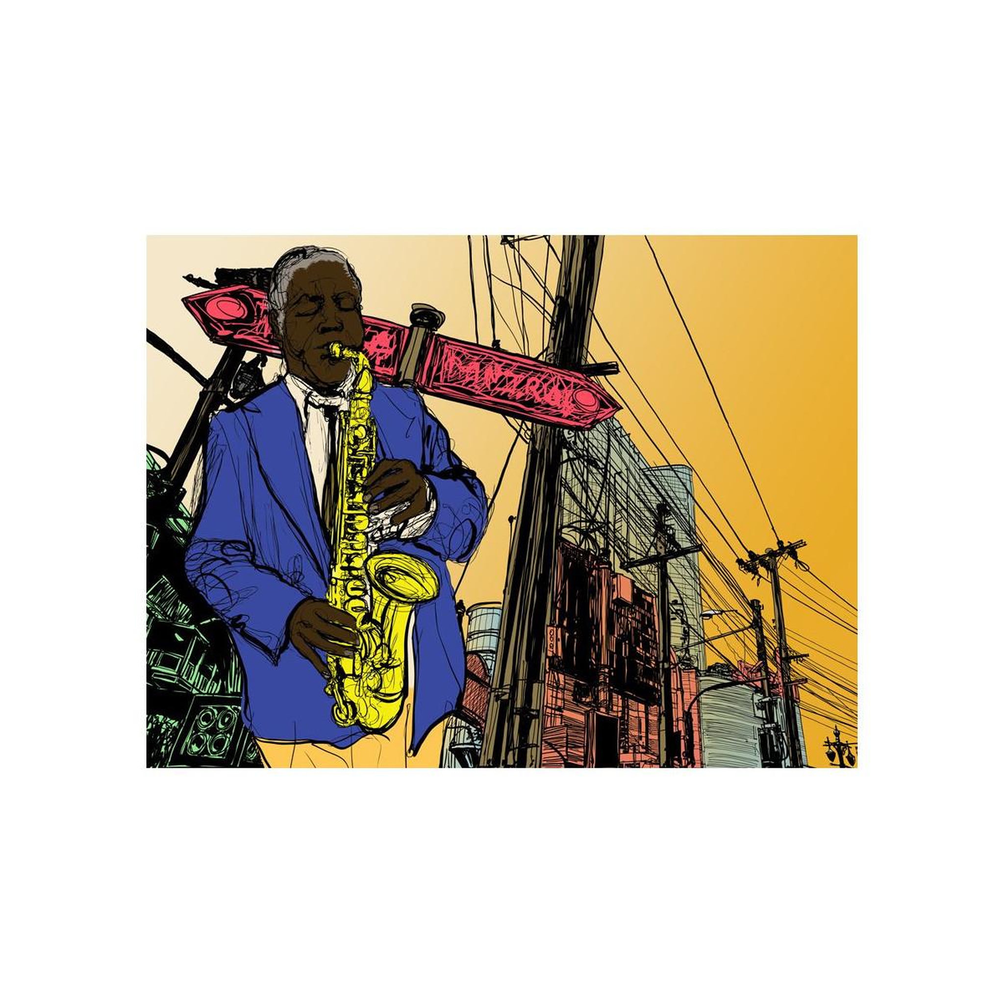 Voir la diapositive 2 : Paris Prix Papier peint  saxophonist in new york