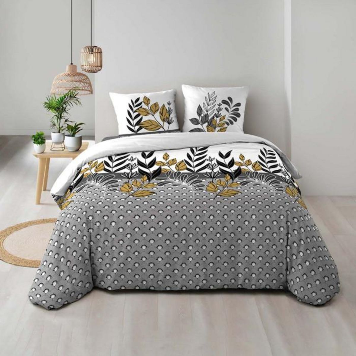 Paris Prix Parure de Lit 3 Pièces  Catalia  240x220cm Gris