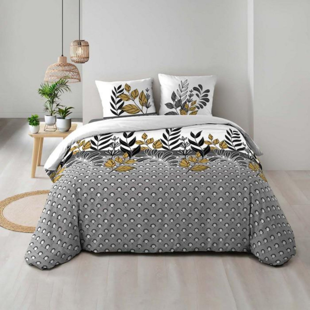 Paris Prix Parure de Lit 3 Pièces  Catalia  240x220cm Gris