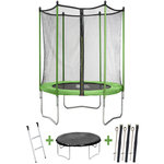 Habitat et Jardin Trampoline  Yoopi  - Ø 1.8 m - Avec filet + Echelle + Couverture + Kit d'ancrage