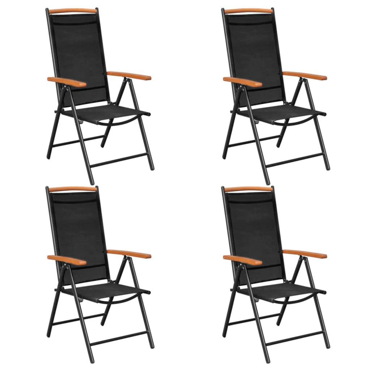 VIDAXL Chaises de jardin pliables lot de 4 aluminium et textilene noir