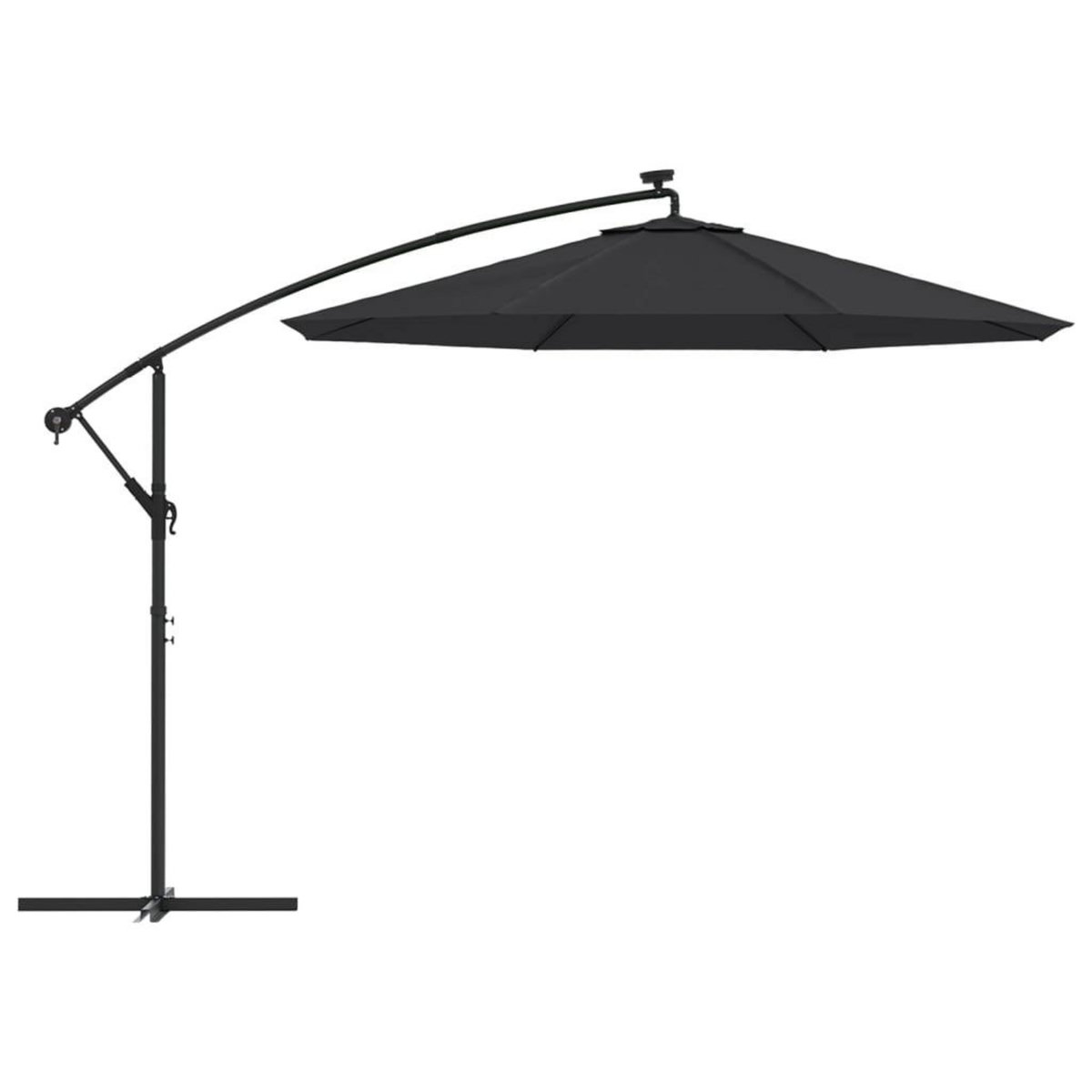 VIDAXL Parasol de jardin en porte-a-faux et lumieres LED mat en acier