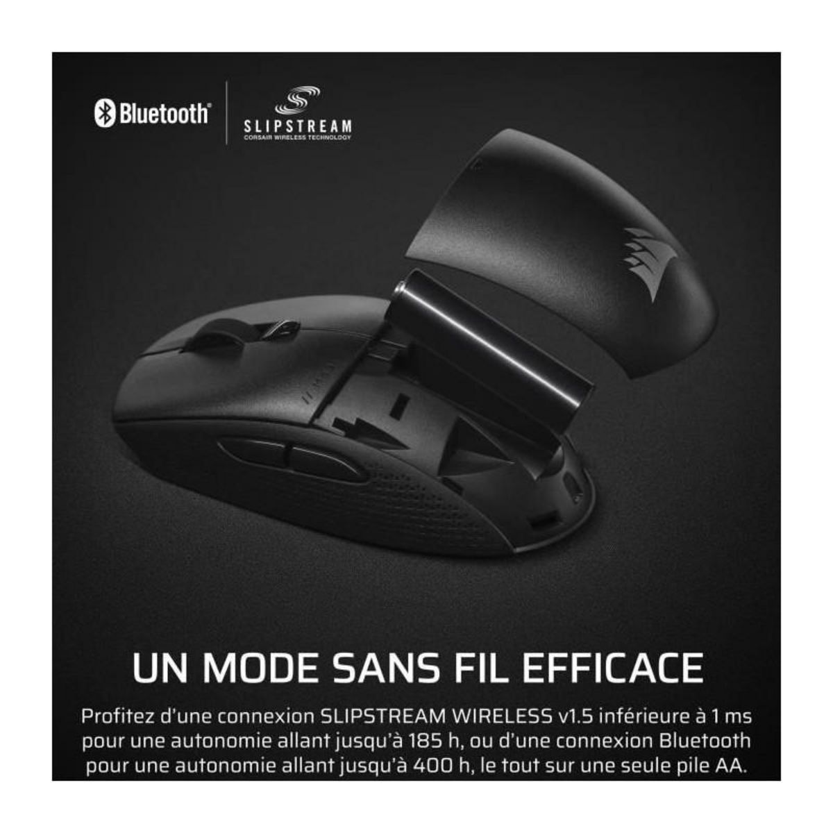 Corsair Souris Gaming Sans Fil - CORSAIR - M55 Wireless - Noire, Symétrique
