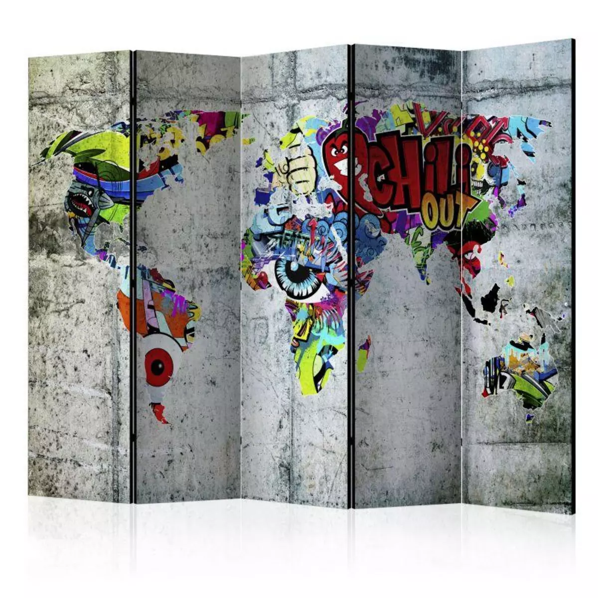 Paris Prix Paravent 5 Volets  Graffiti World  172x225cm