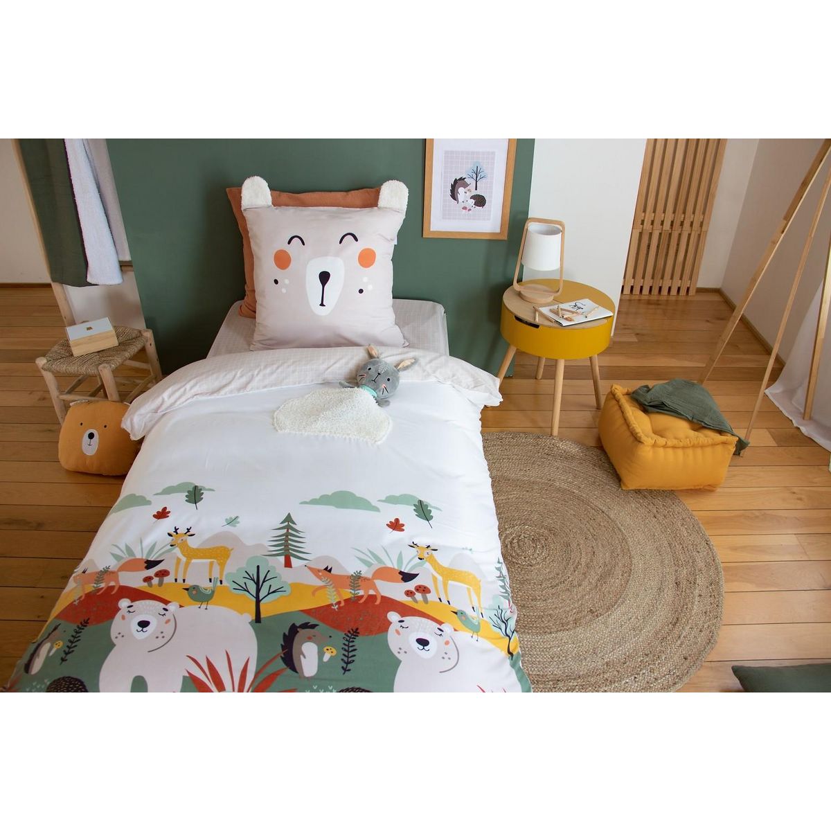 Home collection Parure housse de couette 2pcs 140x200 100% microfibre - forest sherpa