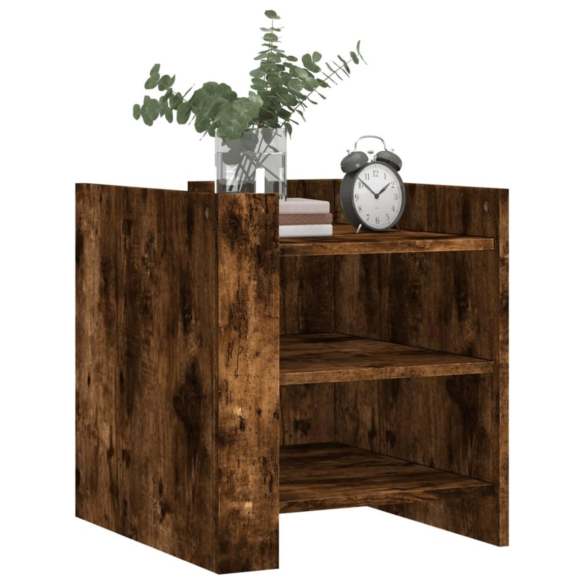 Voir la diapositive 3 : VIDAXL Table de chevet chene fume 45x50x50 cm bois d'ingenierie