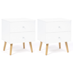 ID MARKET Lot de 2 tables de chevet EMMIE scandinaves 2 tiroirs blanc