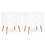 Voir la diapositive 1 : ID MARKET Lot de 2 tables de chevet EMMIE scandinaves 2 tiroirs blanc