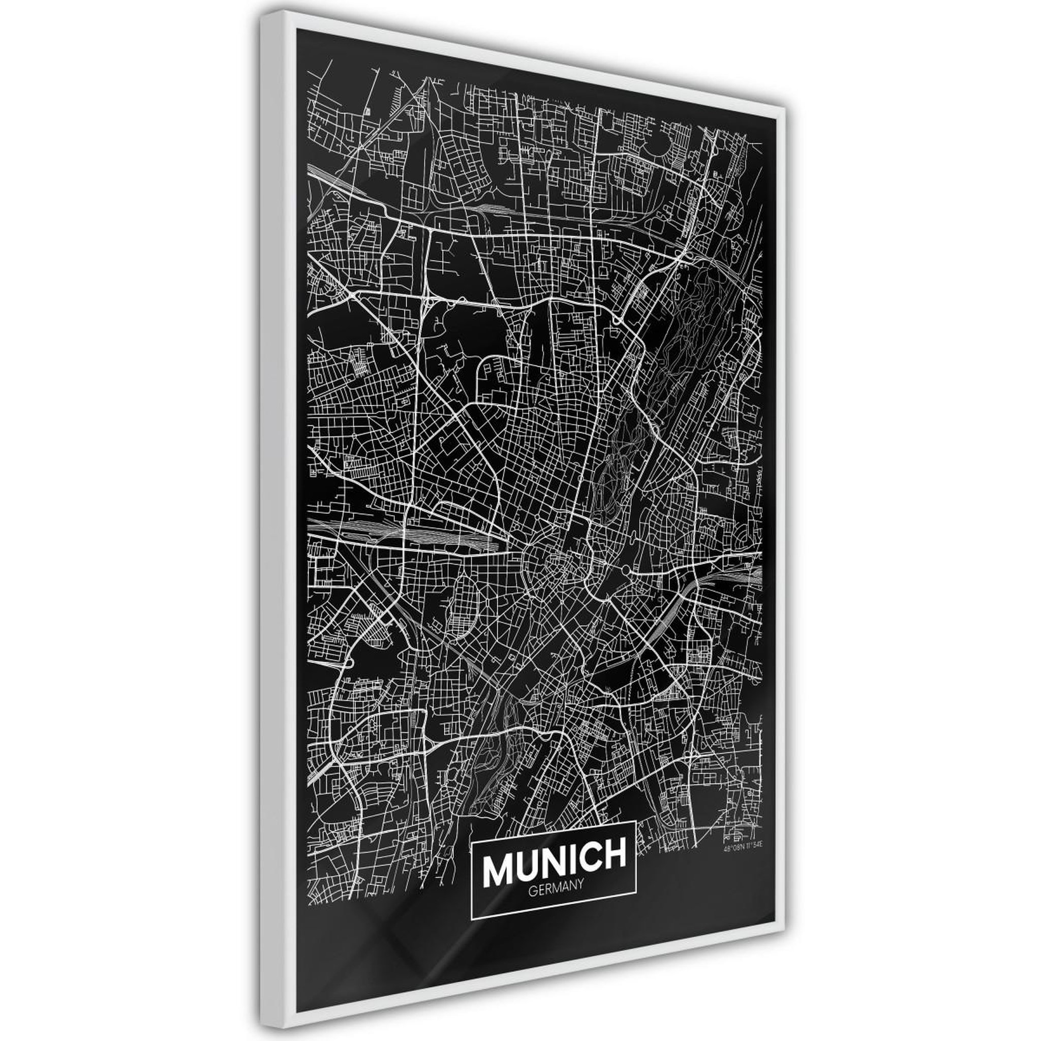 Paris Prix Affiche Murale Encadrée  City Map Munich Dark