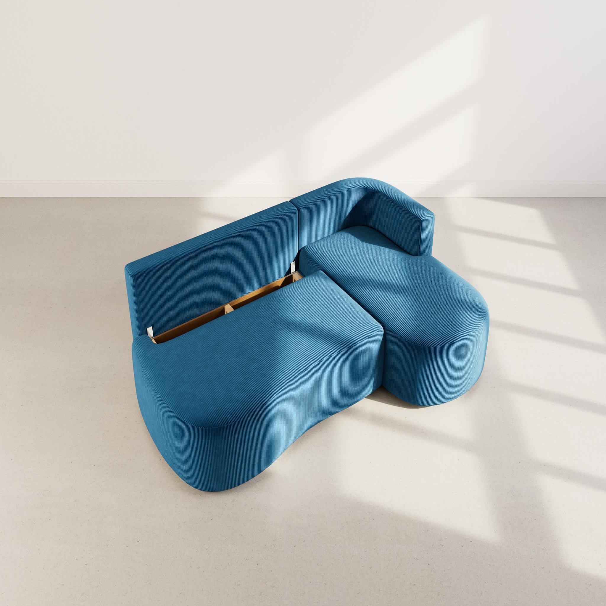 Voir la diapositive 3 : BEST MOBILIER Mahina - canapé d'angle droit 4 places convertible avec coffre en velours côtelé