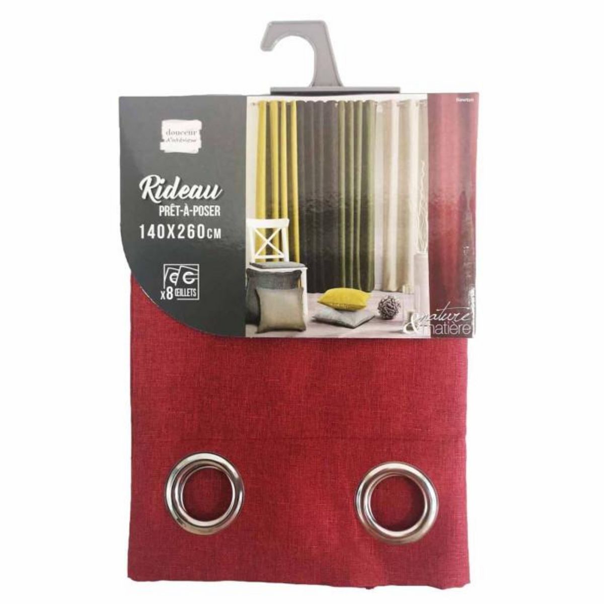 Paris Prix Rideau à Œillets  Newton  140x260cm Carmin