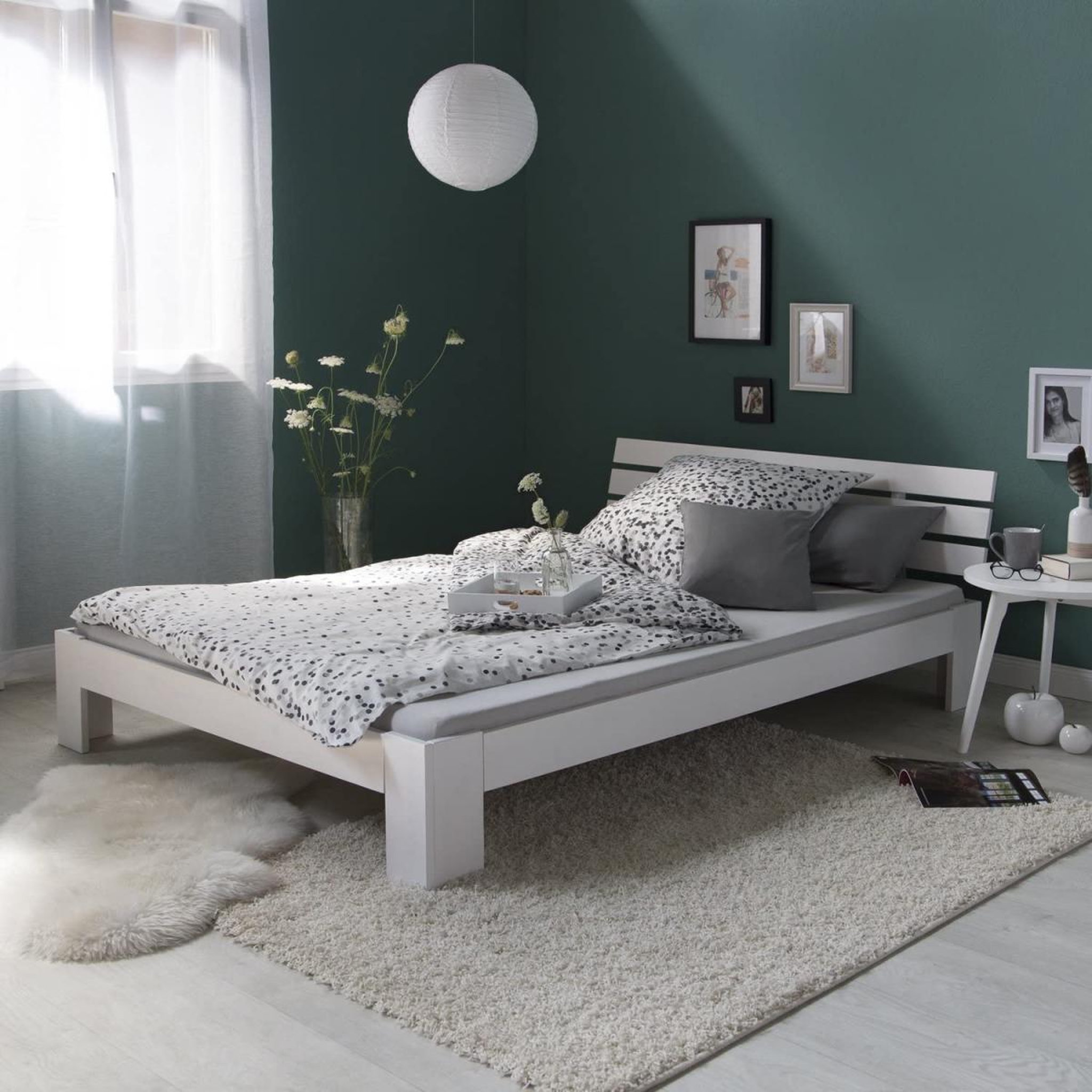 Voir la diapositive 4 : HomeStyle4U Futon lit double 140x200 lit en bois blanc
