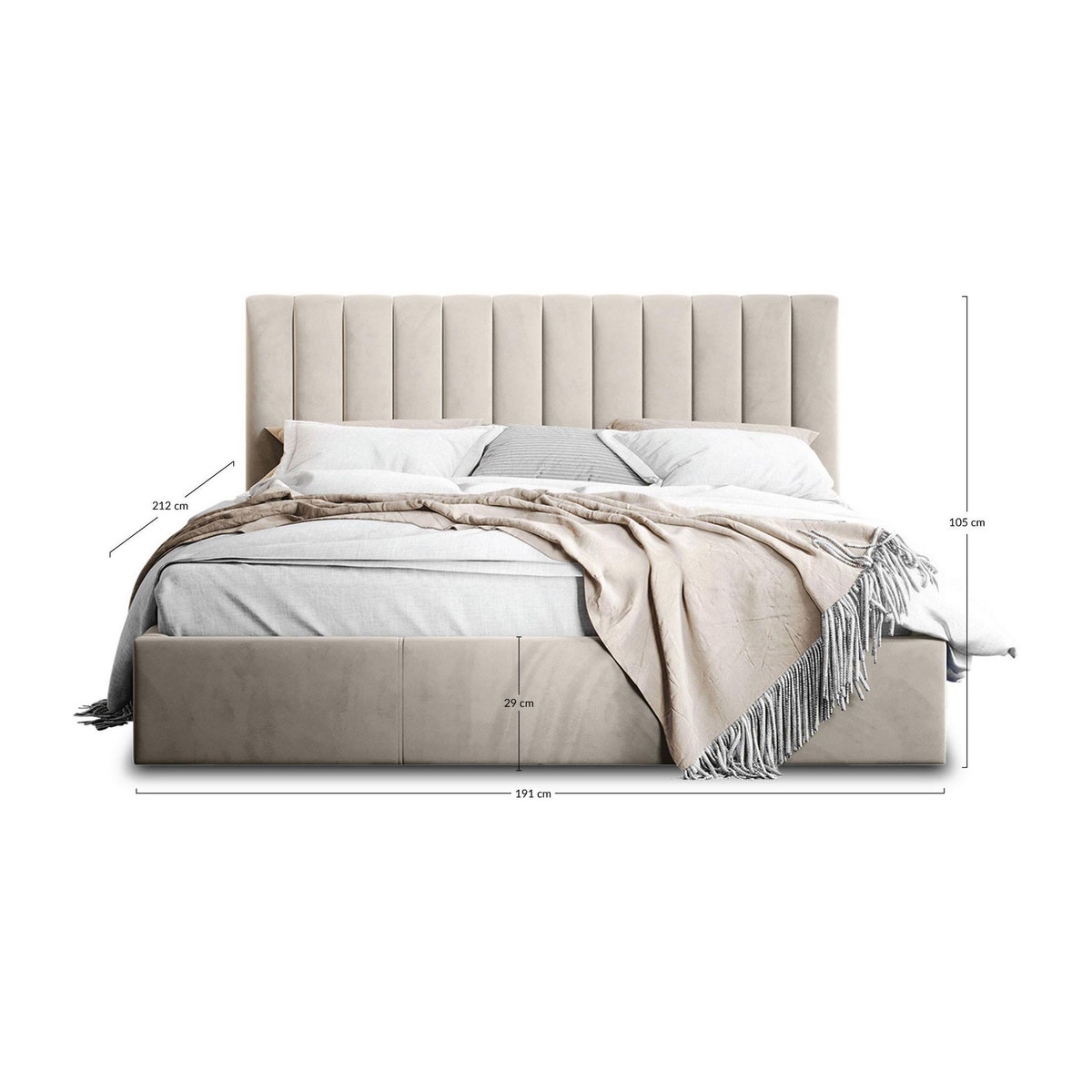 BEST MOBILIER Rosario - lit coffre - 180x200 - sommier inclus - en velours