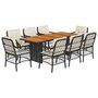 Voir la diapositive 2 : VIDAXL Ensemble a manger de jardin 9pcs coussins noir resine tressee