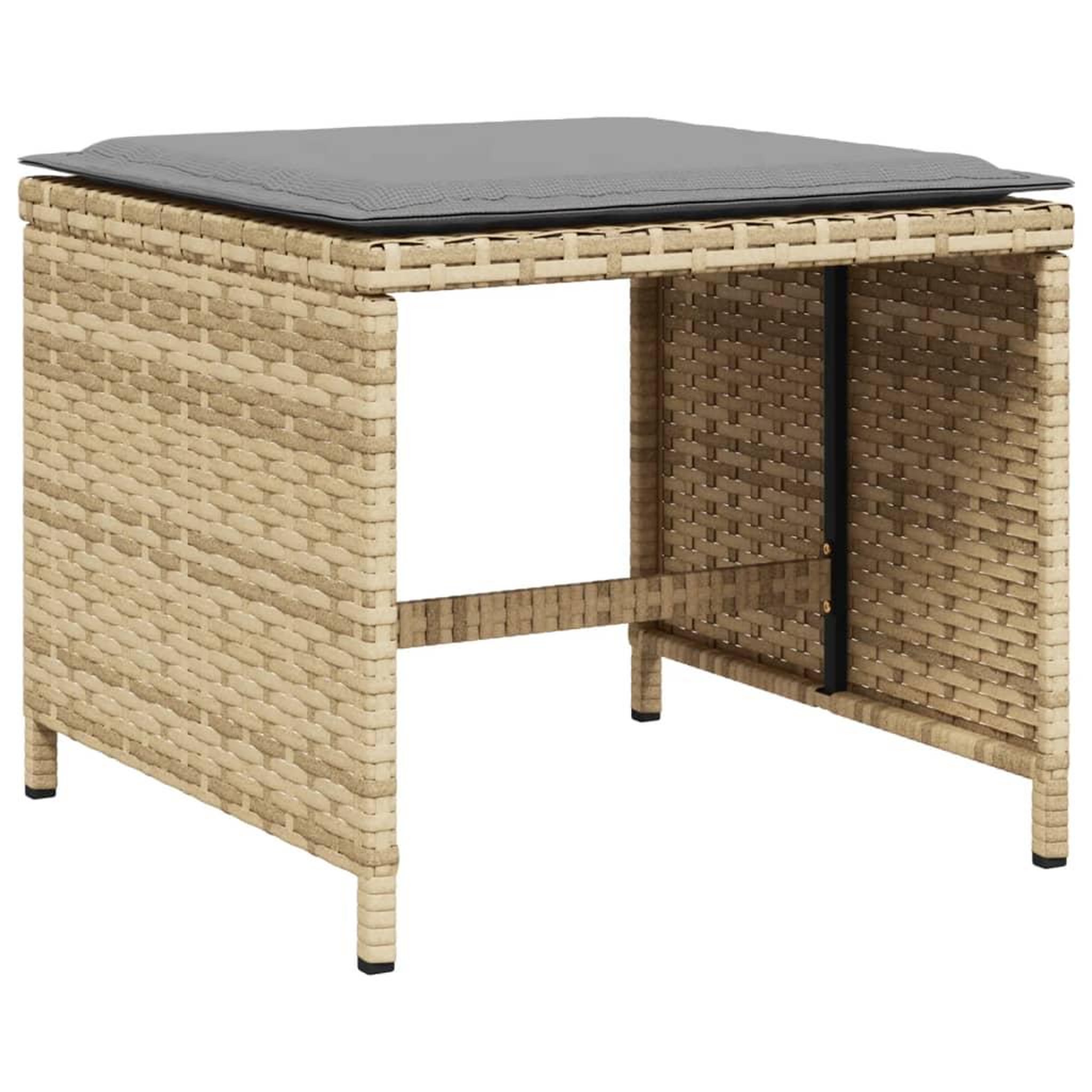 Voir la diapositive 3 : VIDAXL Tabourets de jardin et coussins lot de 4 melange beige rotin