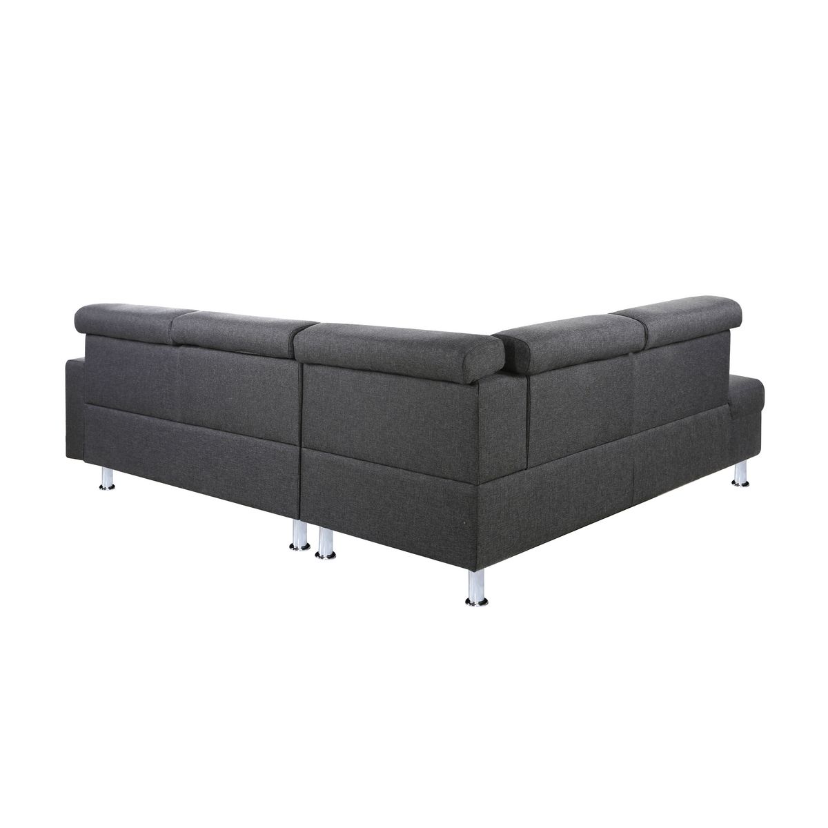 Canapé d'angle 4-5 places fixe avec LED - TOMY - Tissu gris chiné foncé - Angle gauche