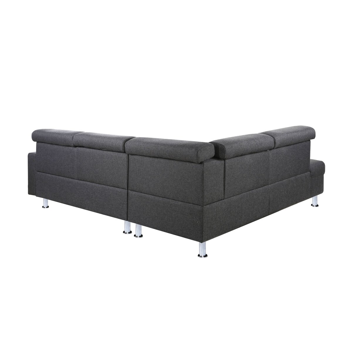 Canapé d'angle 4-5 places fixe avec LED - TOMY - Tissu gris chiné foncé - Angle gauche