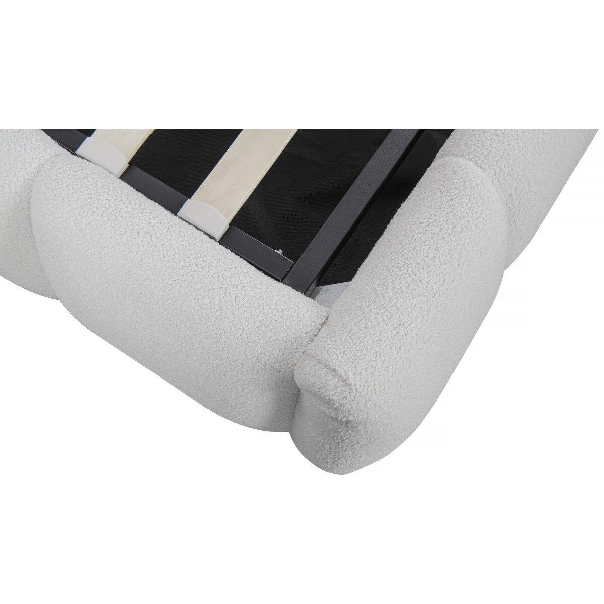 Habitat et Jardin Lit bouclette avec coffre  Annie  - 140 x 190 cm - Blanc