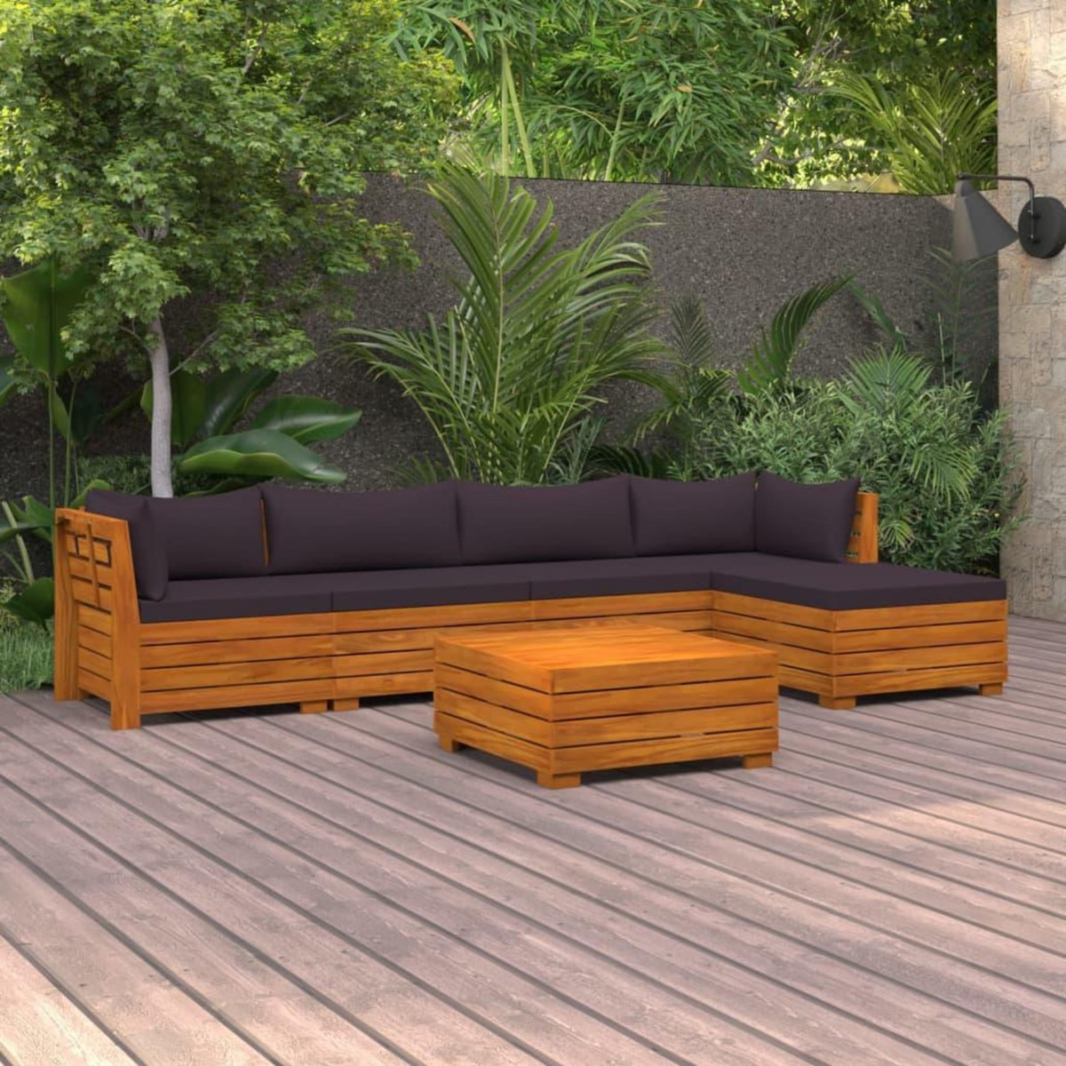 VIDAXL Salon de jardin 6 pcs avec coussins Bois d'acacia solide